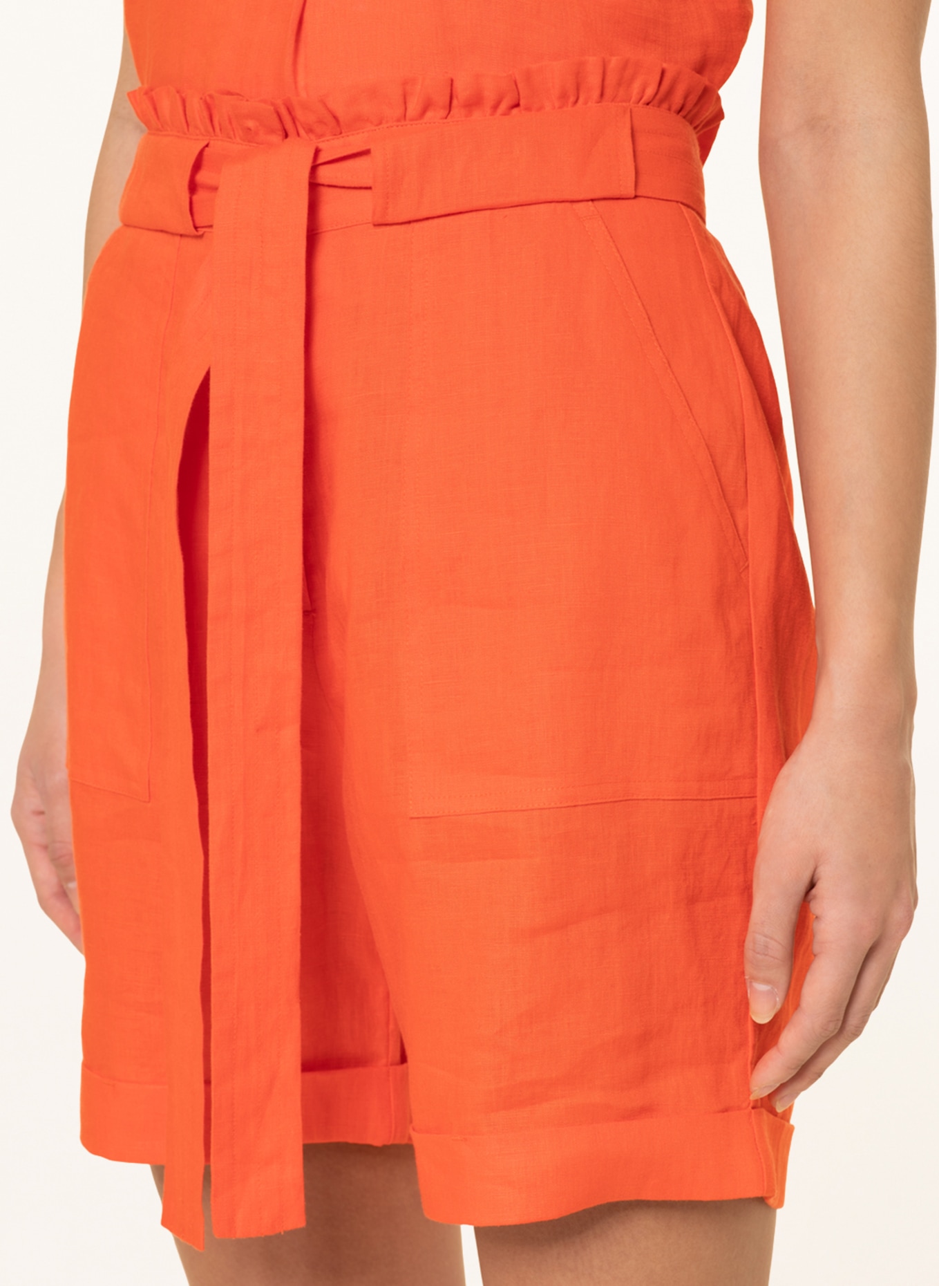 darling harbour Paperbag linen shorts, Color: ORANGE (Image 5)