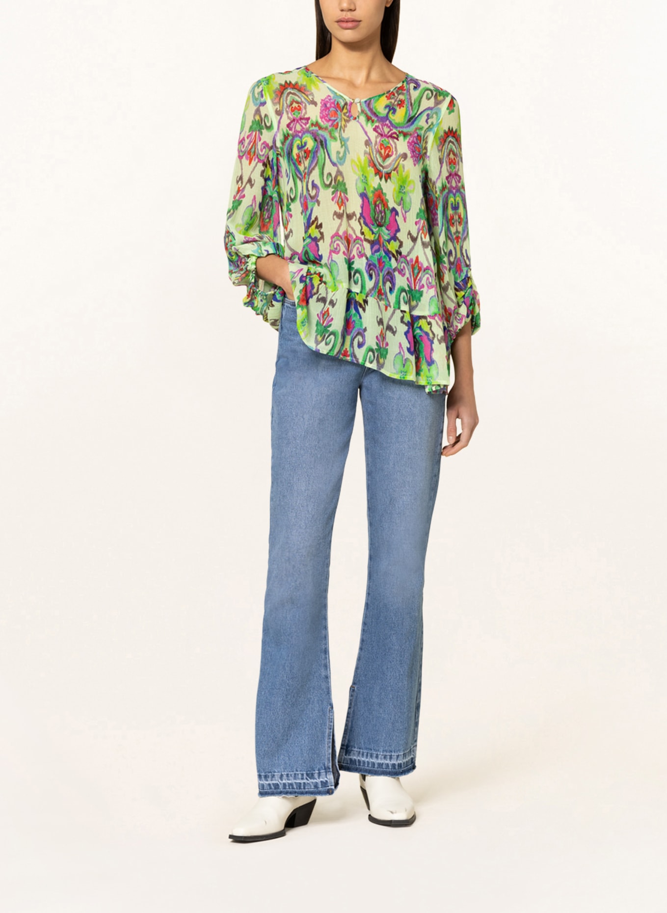 Grace Shirt blouse, Color: LIGHT GREEN/ PINK/ BLUE (Image 2)