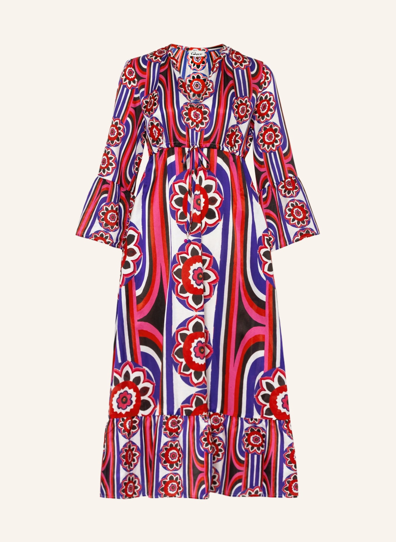 Grace Sukienka z dodatkiem jedwabiu, Kolor: NIEBIESKI/ CZERWONY/ MOCNORÓŻOWY (Obrazek 1)