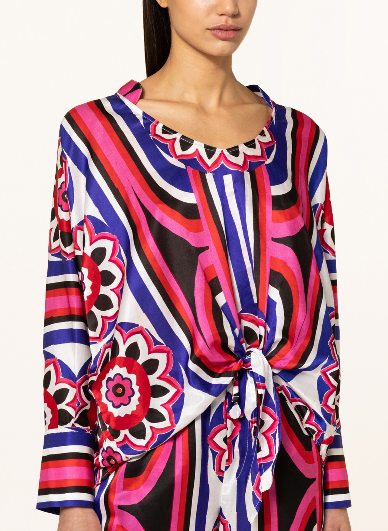 Grace Shirt blouse with silk, Color: BLUE/ RED/ PINK (Image 4)