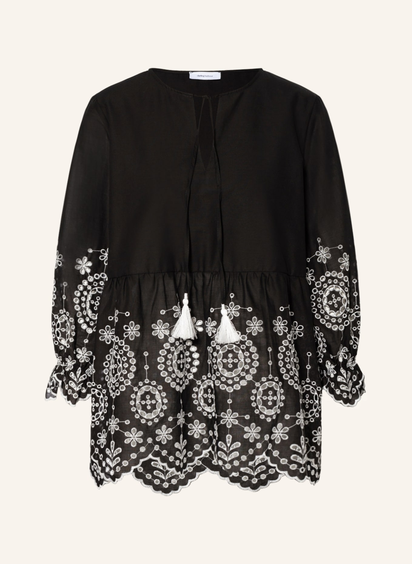 darling harbour Shirt blouse with lace, Color: BLACK/ WHITE (Image 1)