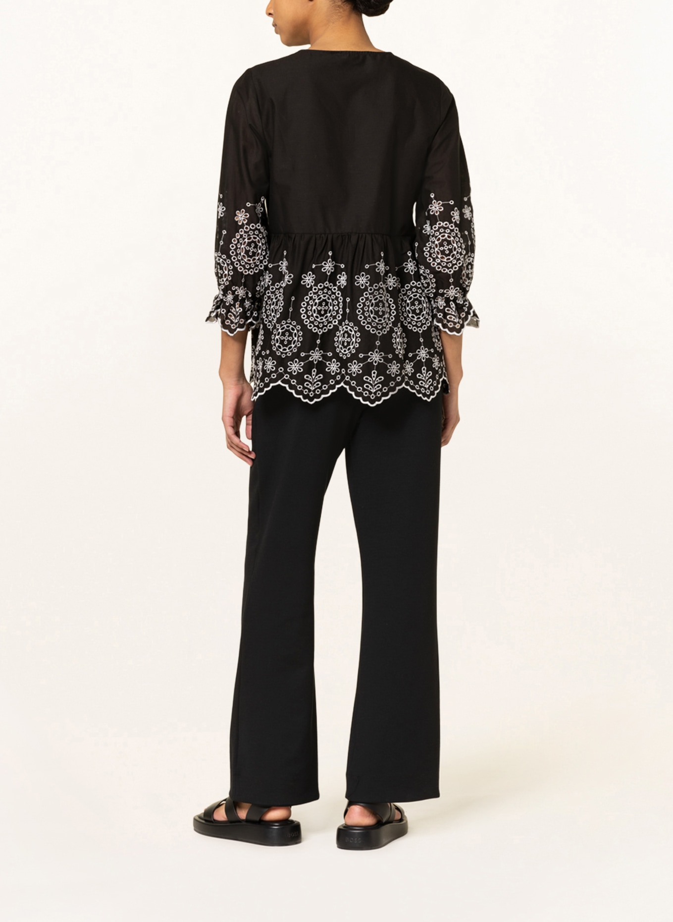 darling harbour Shirt blouse with lace, Color: BLACK/ WHITE (Image 3)