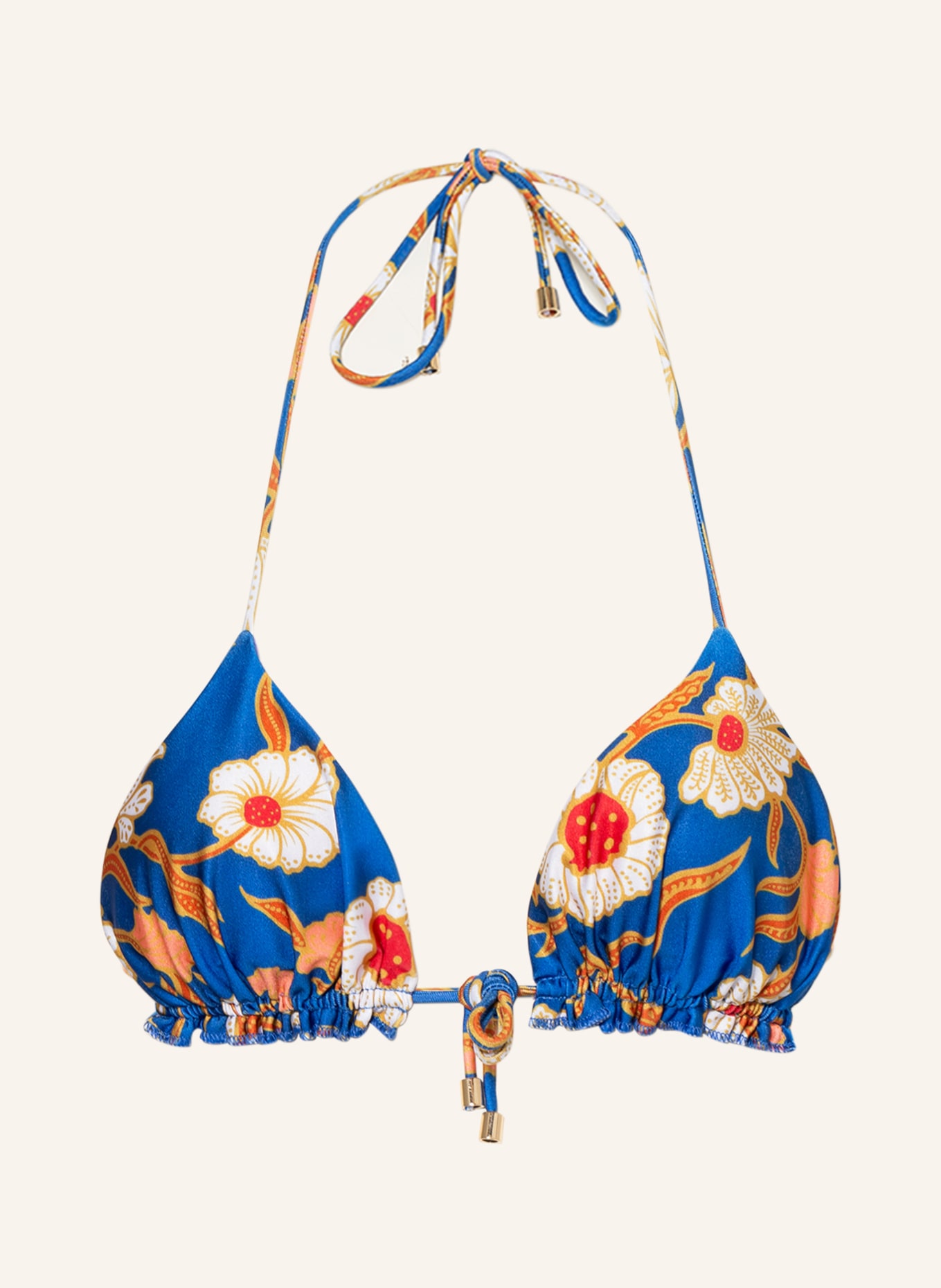 JANTHEE Berlin Triangle bikini top NICCI, Color: BLUE/ ORANGE/ DARK YELLOW (Image 1)