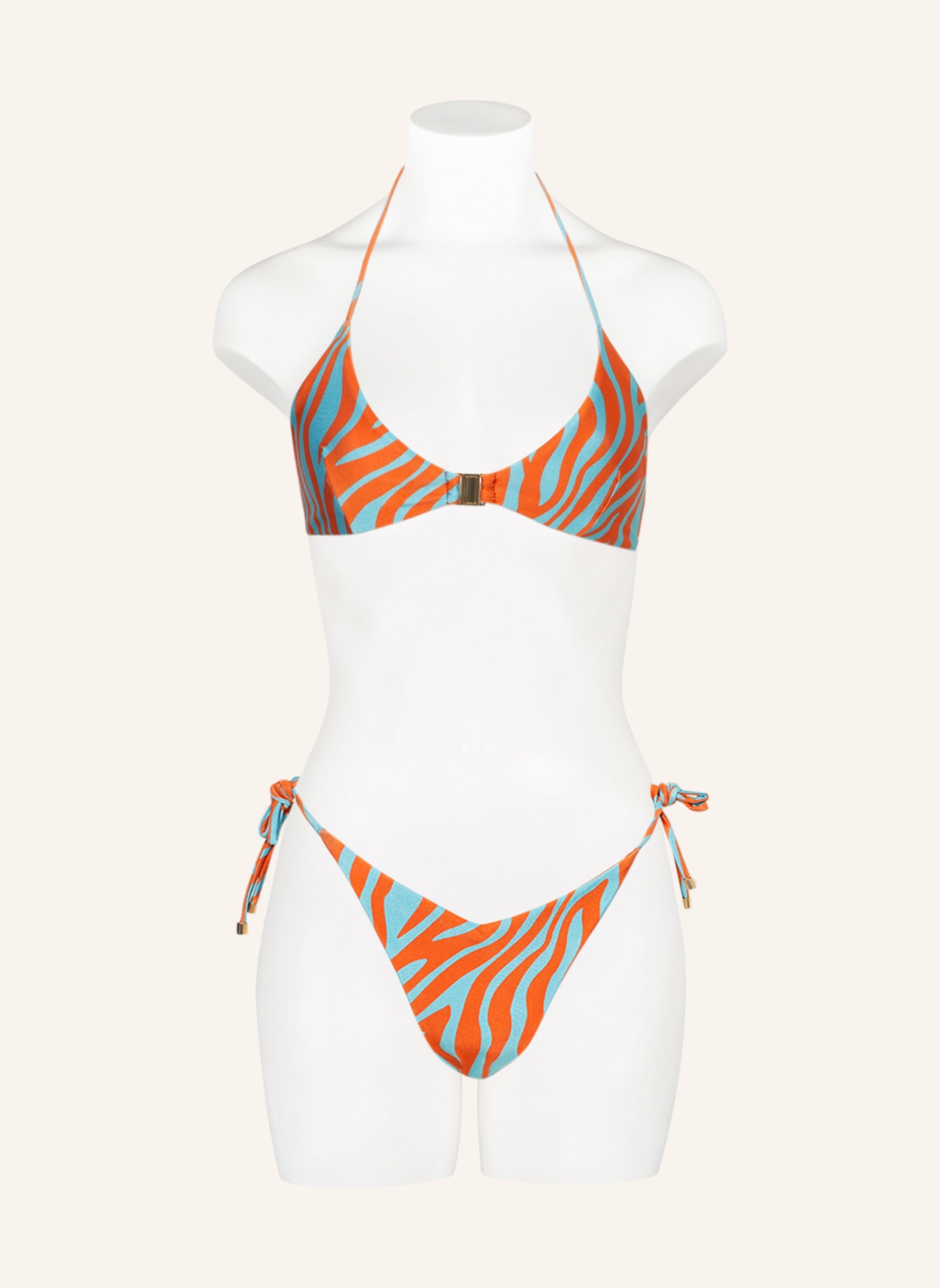 JANTHEE Berlin Triangel-Bikini-Top MAHRA, Farbe: ORANGE/ TÜRKIS (Bild 2)