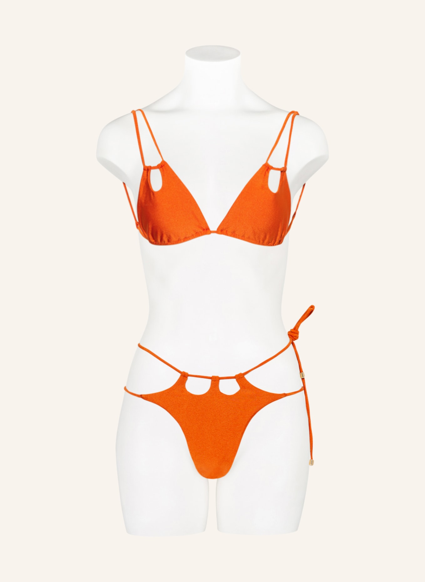 JANTHEE Berlin Brazilian bikini bottoms PASTIS with cut-outs, Color: DARK ORANGE (Image 2)