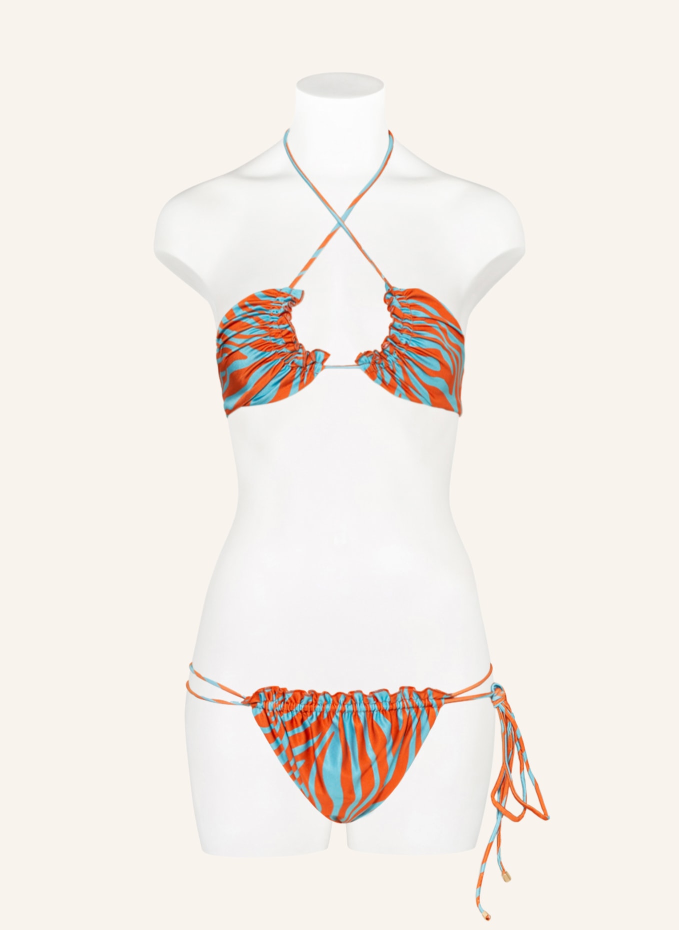 JANTHEE Berlin Neckholder-Bikini-Top OLYMPIA , Farbe: ORANGE/ TÜRKIS (Bild 4)