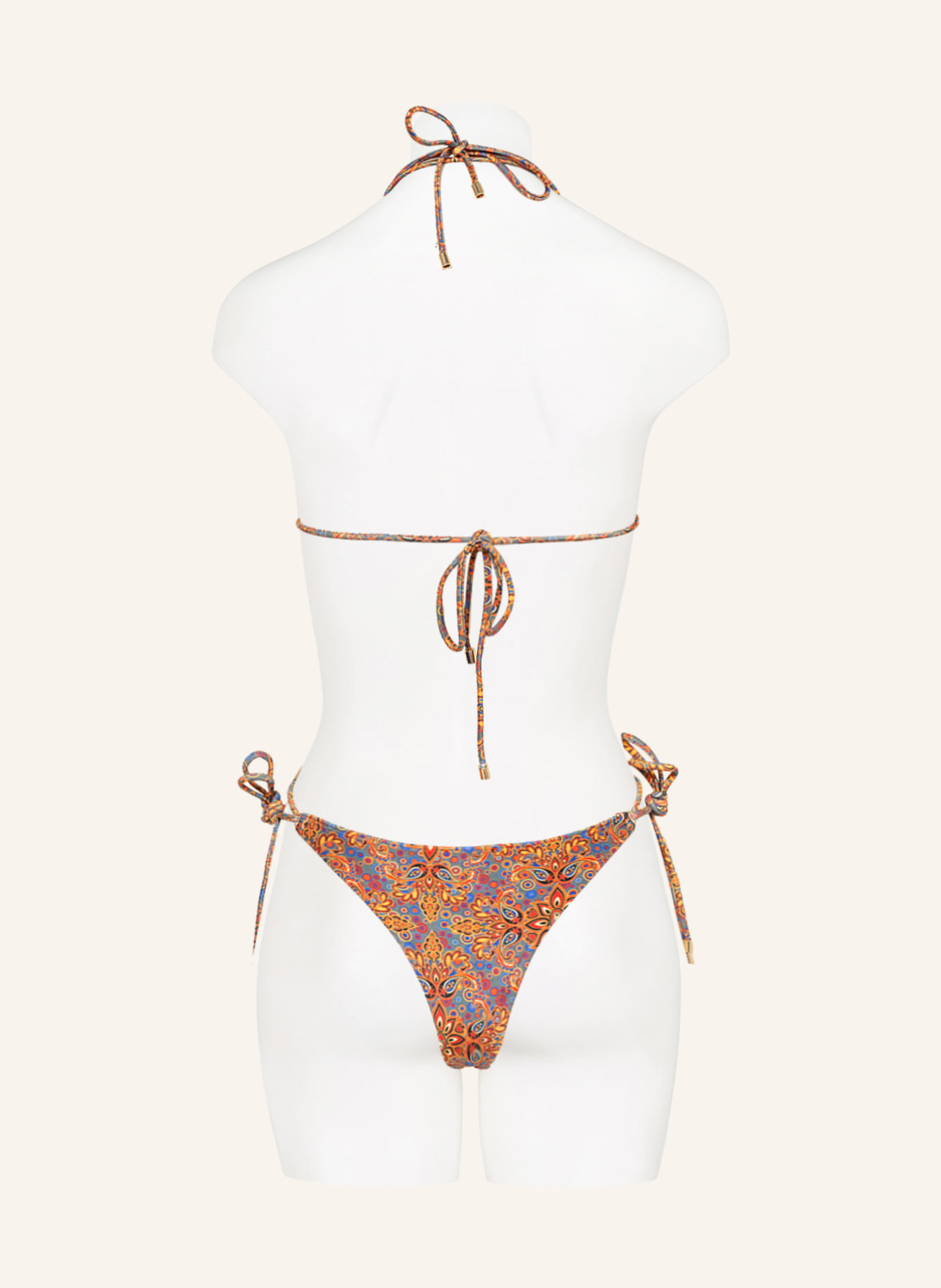 JANTHEE Berlin Triangle bikini top SALOME, Color: KHAKI/ ORANGE/ BLUE (Image 3)