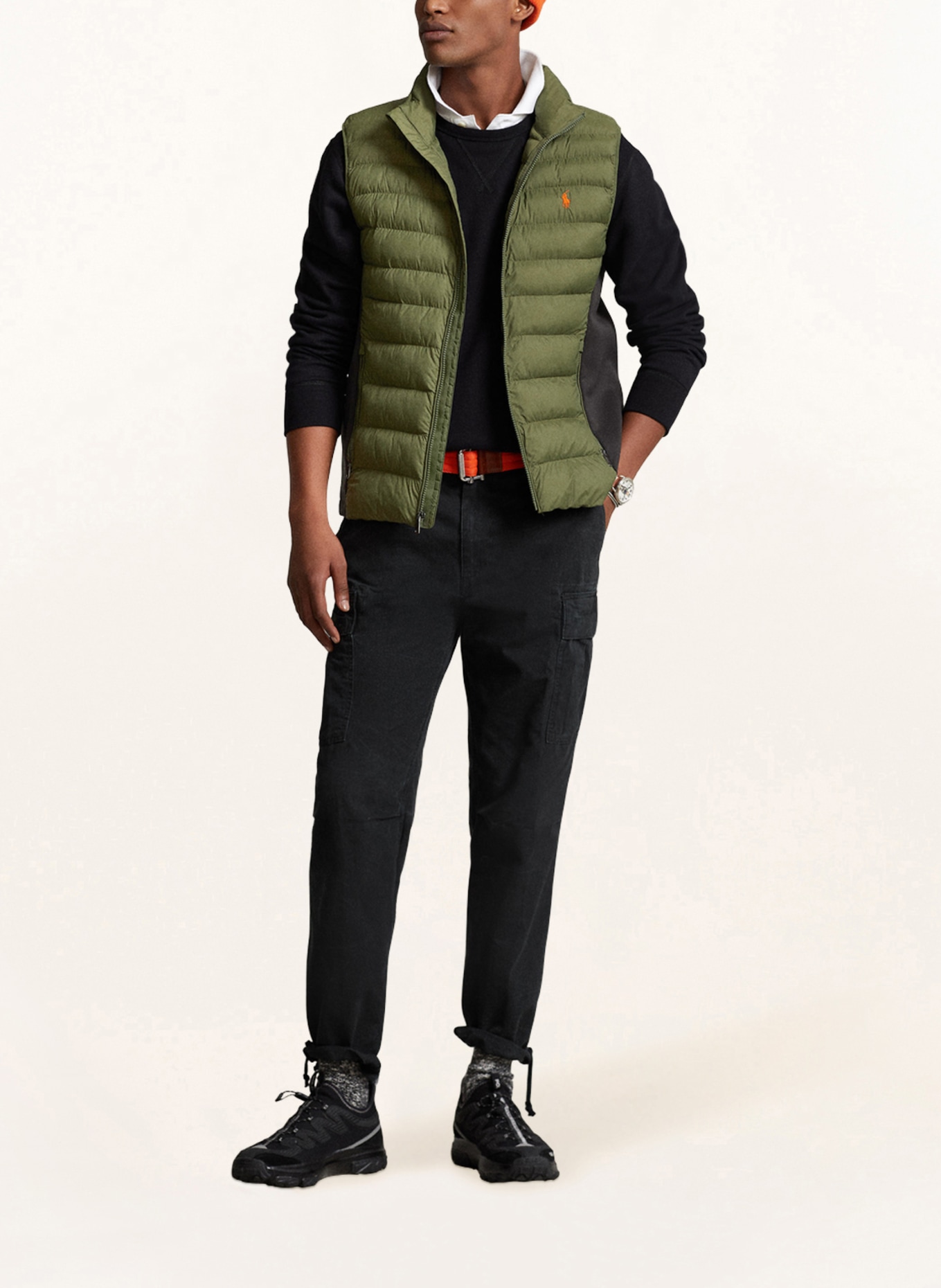 POLO RALPH LAUREN Quilted jacket in mixed materials, Color: OLIVE/ BLACK (Image 2)