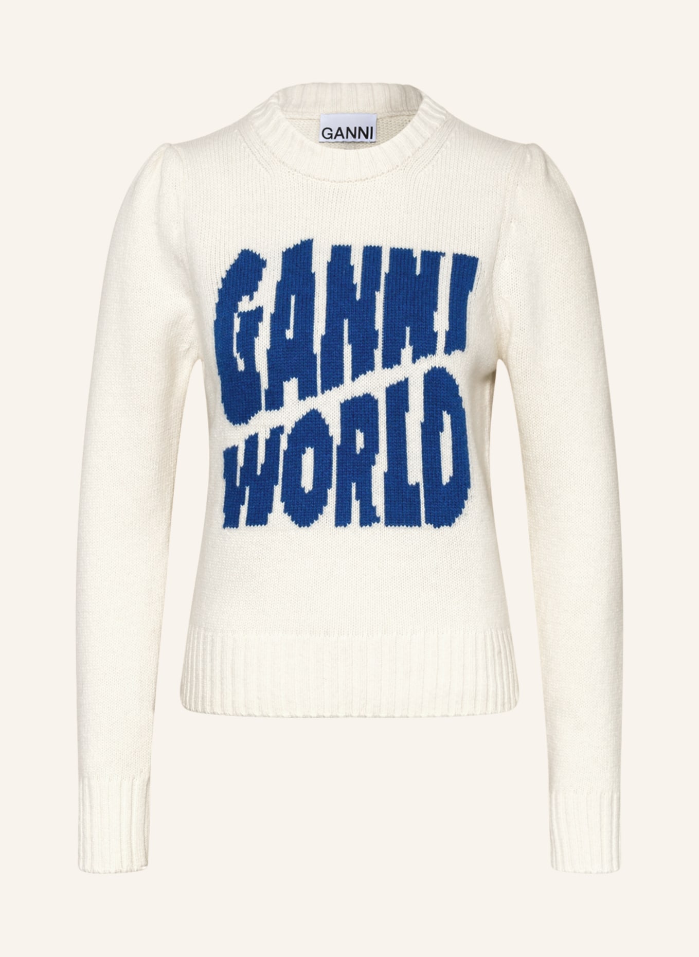 GANNI Sweater, Color: ECRU/ BLUE (Image 1)