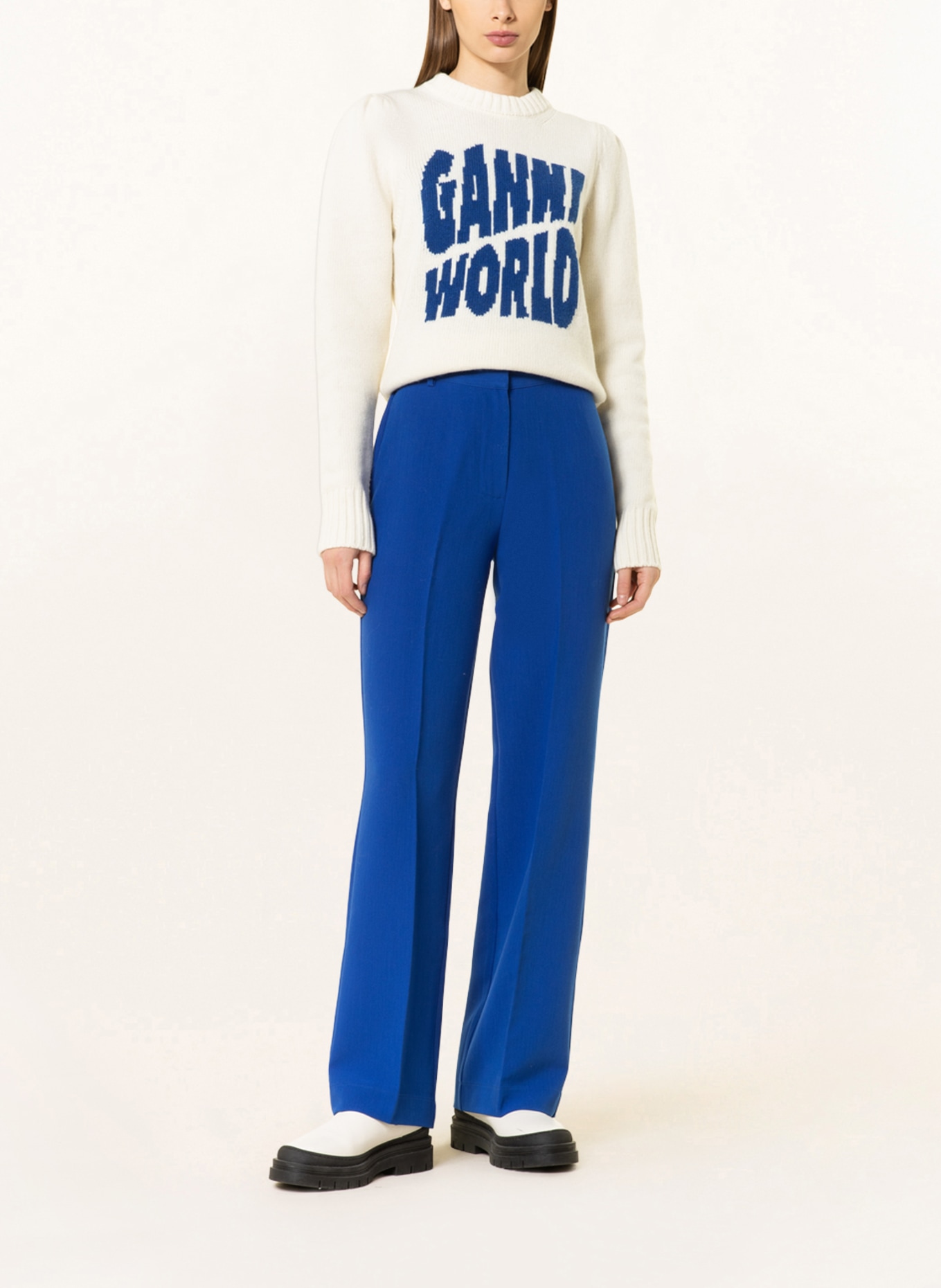 GANNI Sweater, Color: ECRU/ BLUE (Image 2)