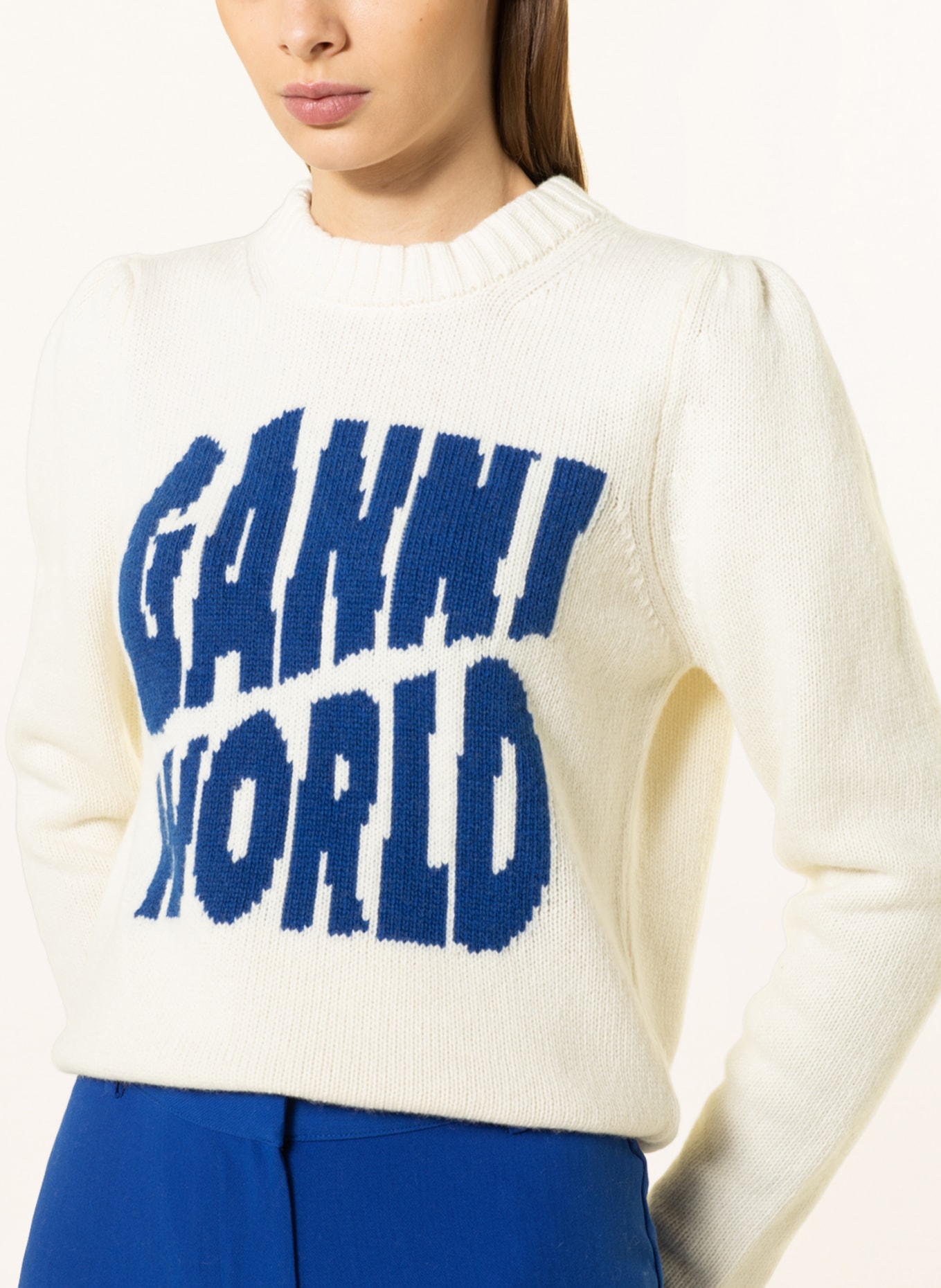 GANNI Sweater, Color: ECRU/ BLUE (Image 4)