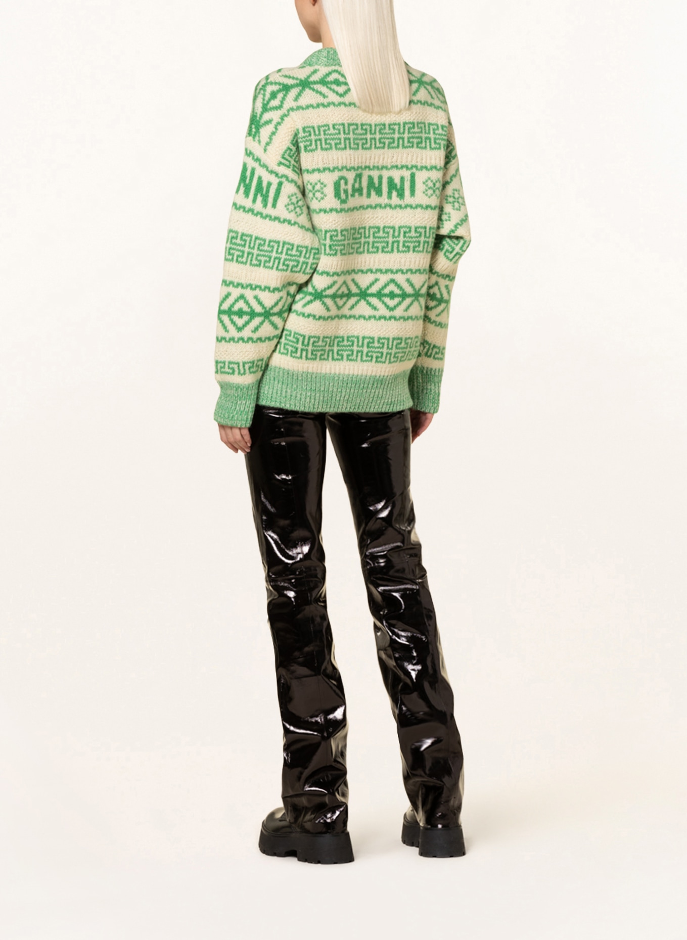 GANNI Oversized-Pullover , Farbe: CREME/ GRÜN (Bild 3)
