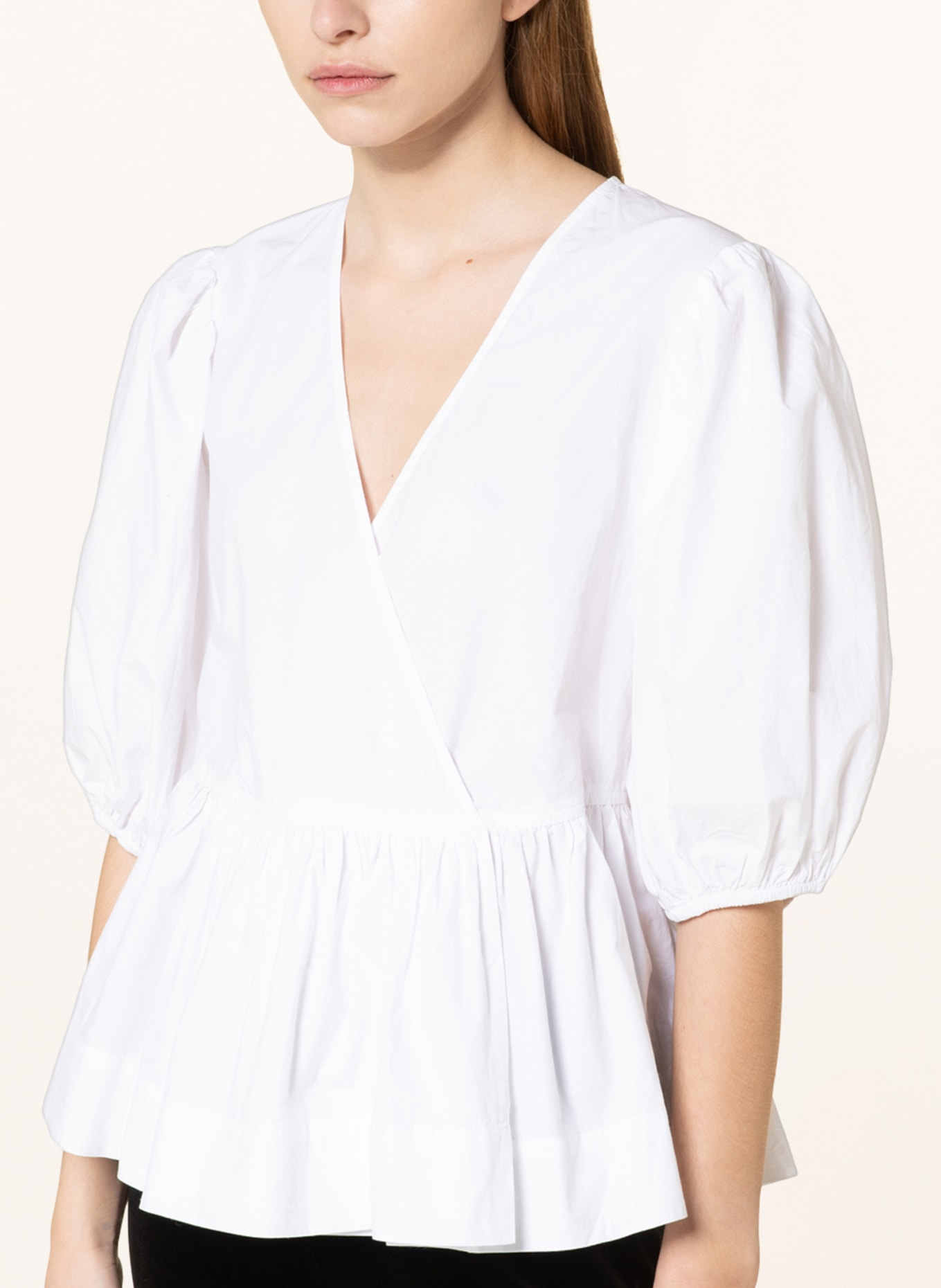 GANNI Blouse in wrap look , Color: WHITE (Image 4)