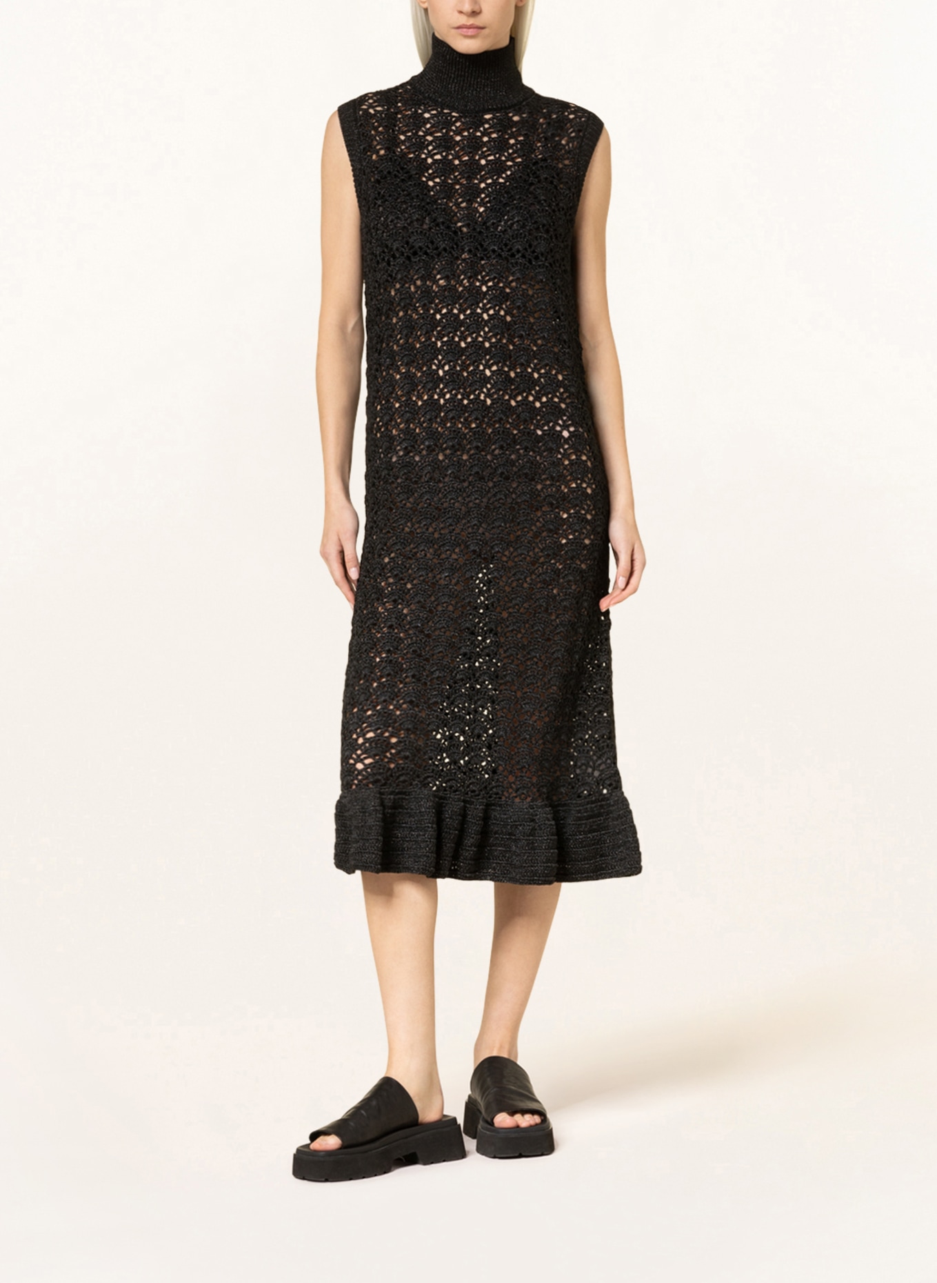 GANNI Knit dress with glitter thread, Color: BLACK (Image 2)