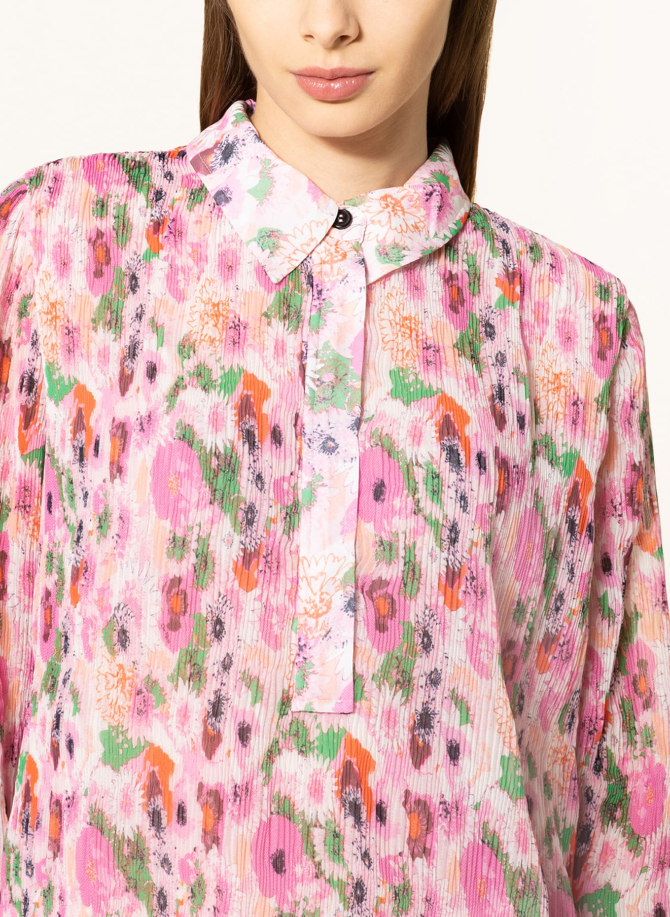 GANNI Shirt blouse , Color: PINK/ WHITE/ GREEN (Image 4)