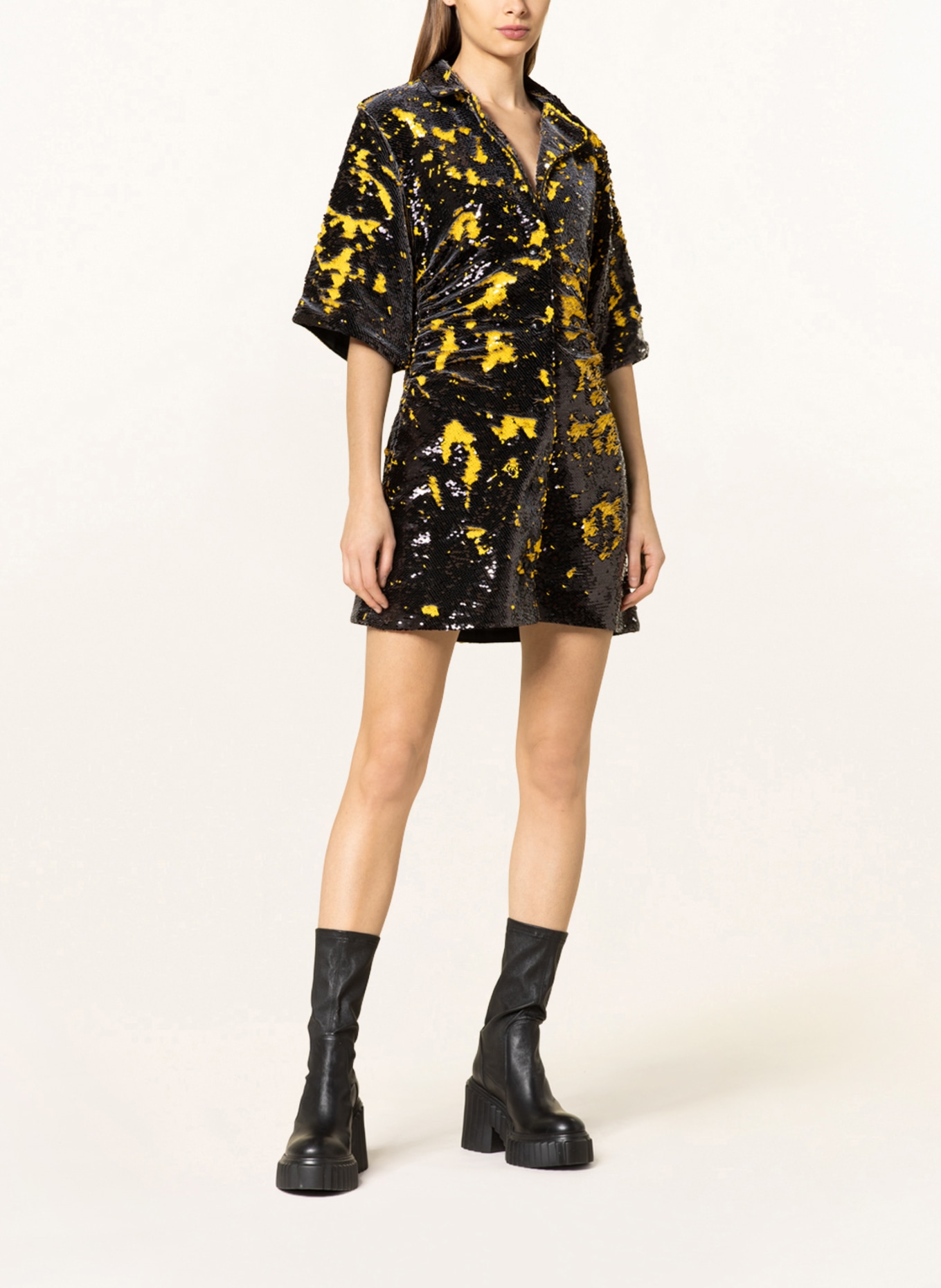 GANNI Dress with sequins , Color: BLACK/ YELLOW (Image 2)