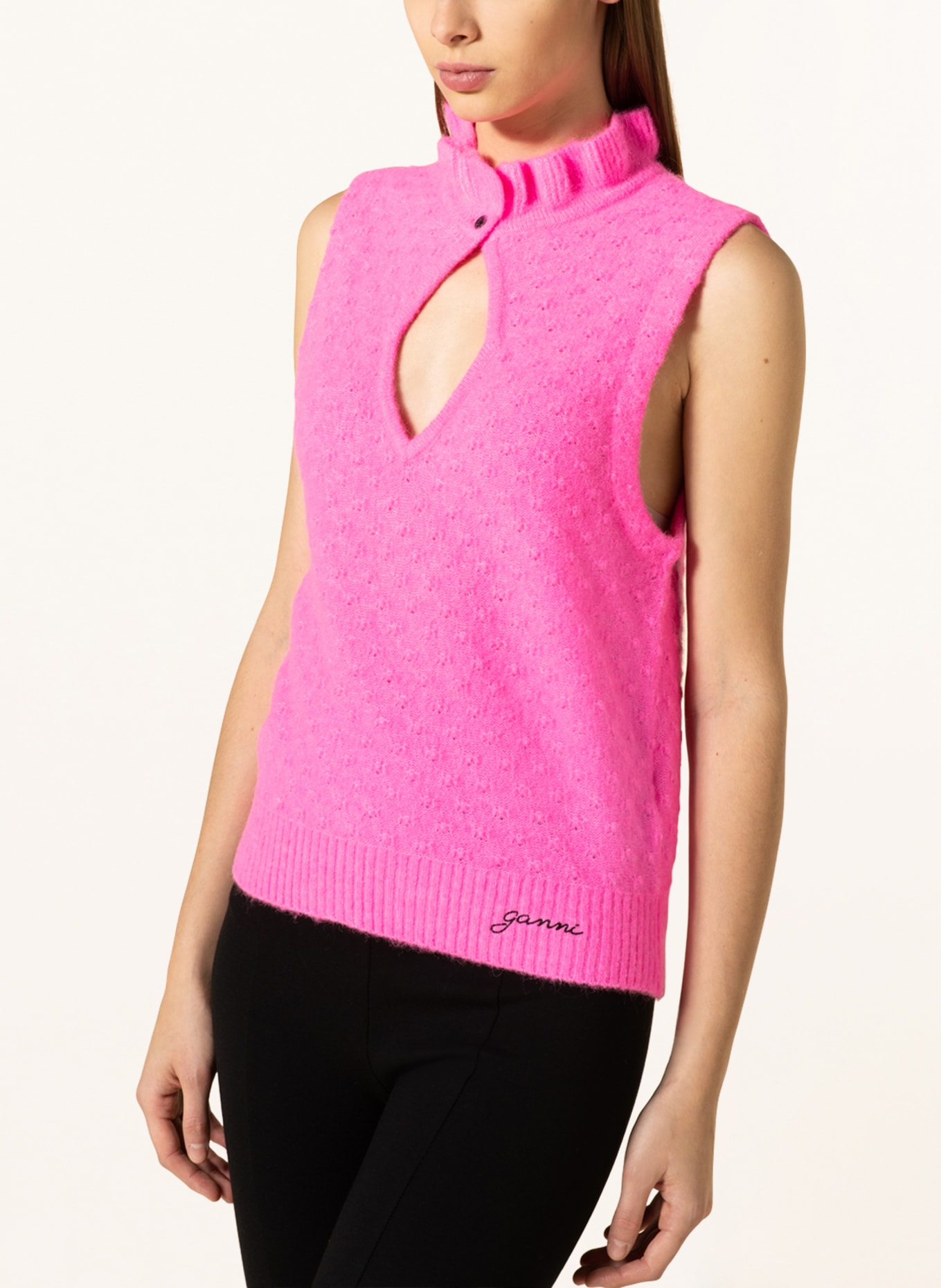 GANNI Sweater vest with alpaca , Color: NEON PINK (Image 5)