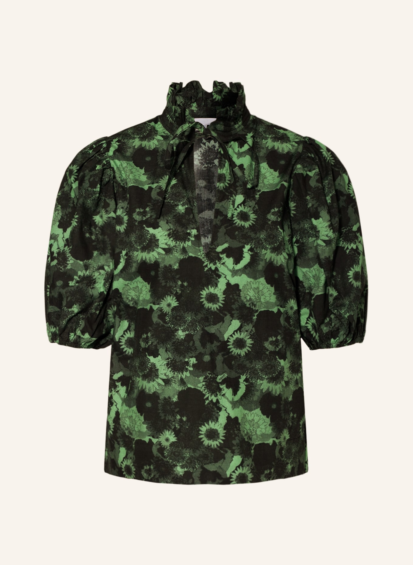 GANNI Shirt blouse , Color: BLACK/ GREEN (Image 1)