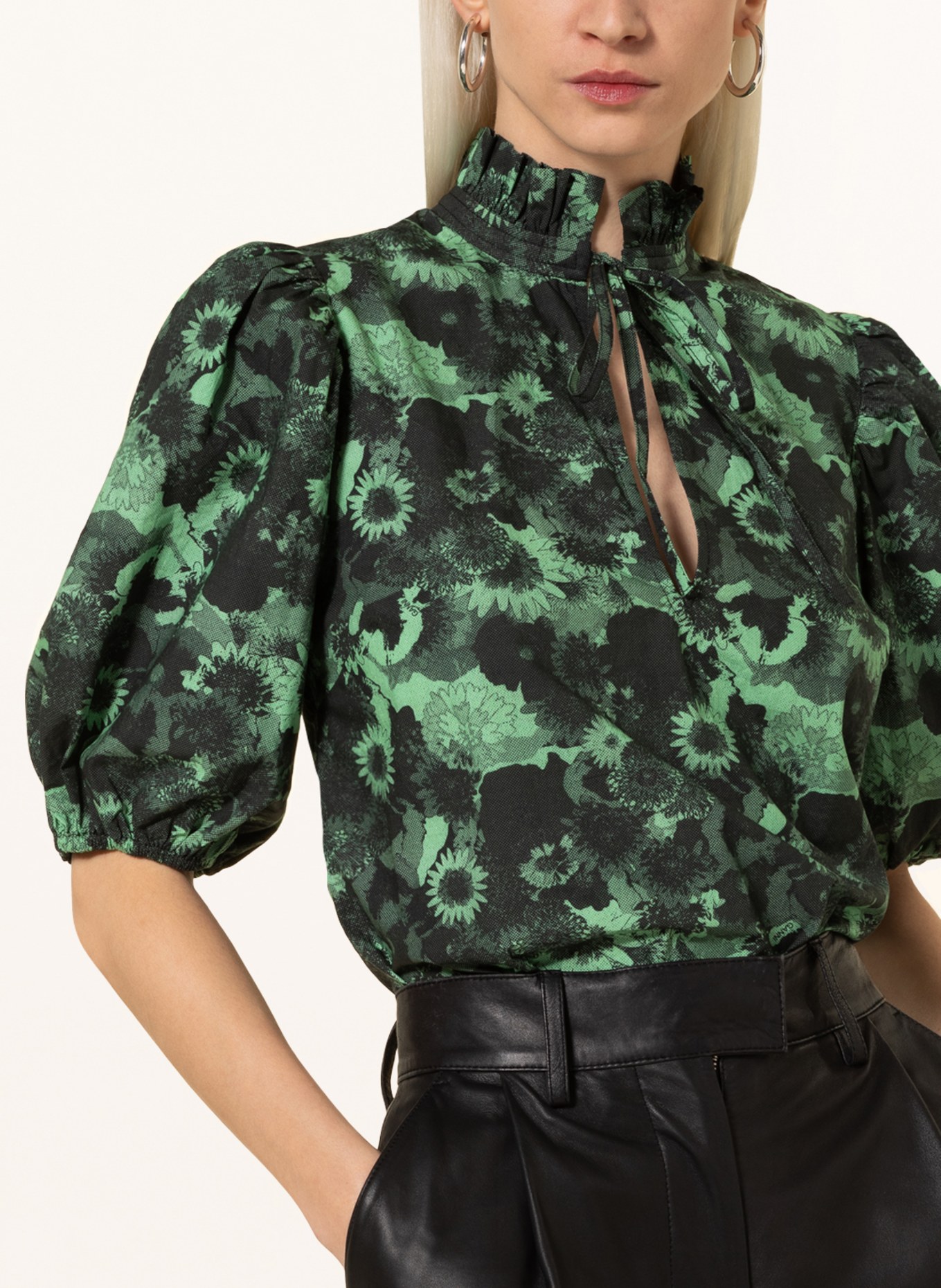 GANNI Shirt blouse , Color: BLACK/ GREEN (Image 4)