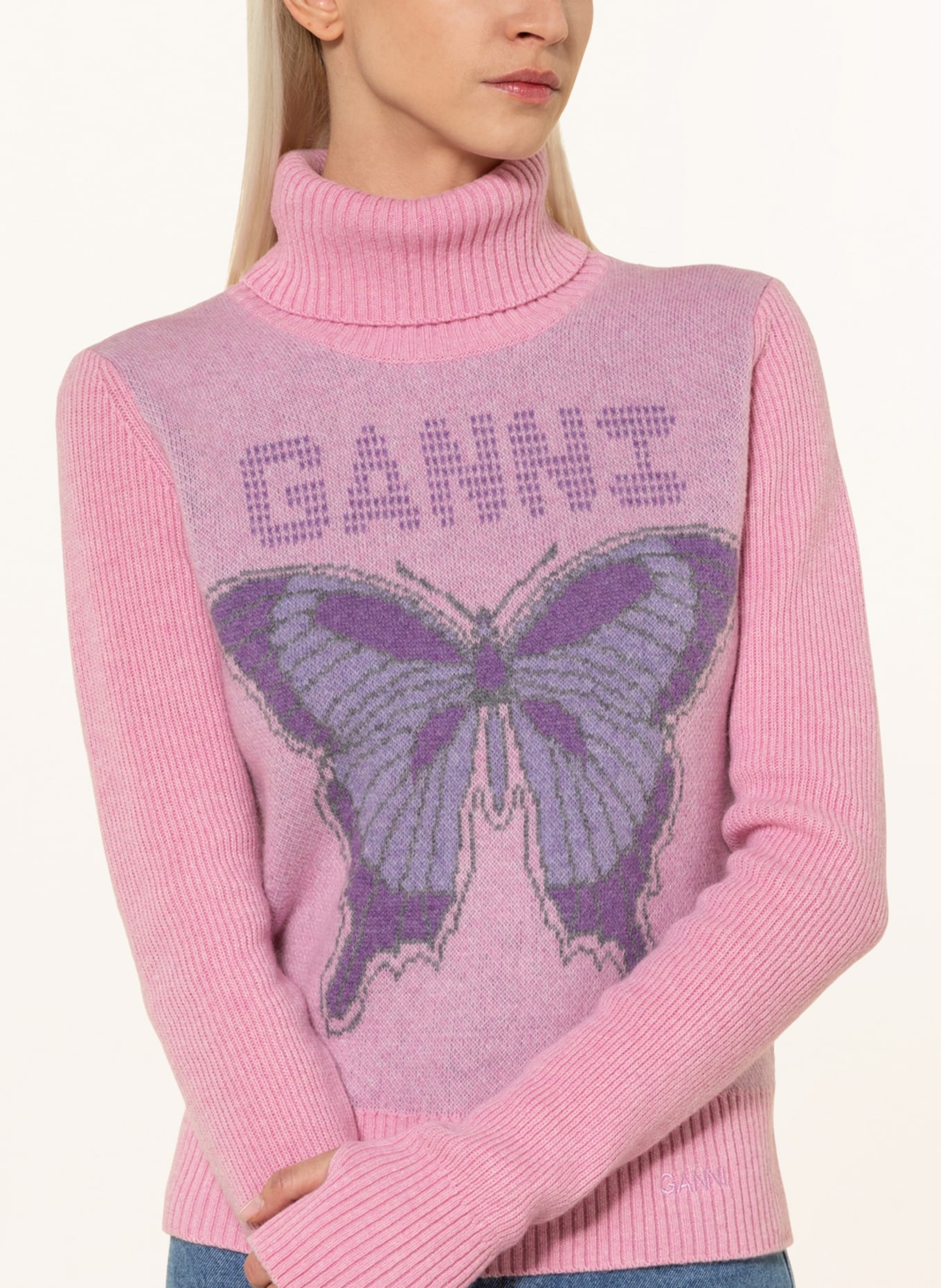 GANNI Turtleneck sweater , Color: PINK (Image 4)