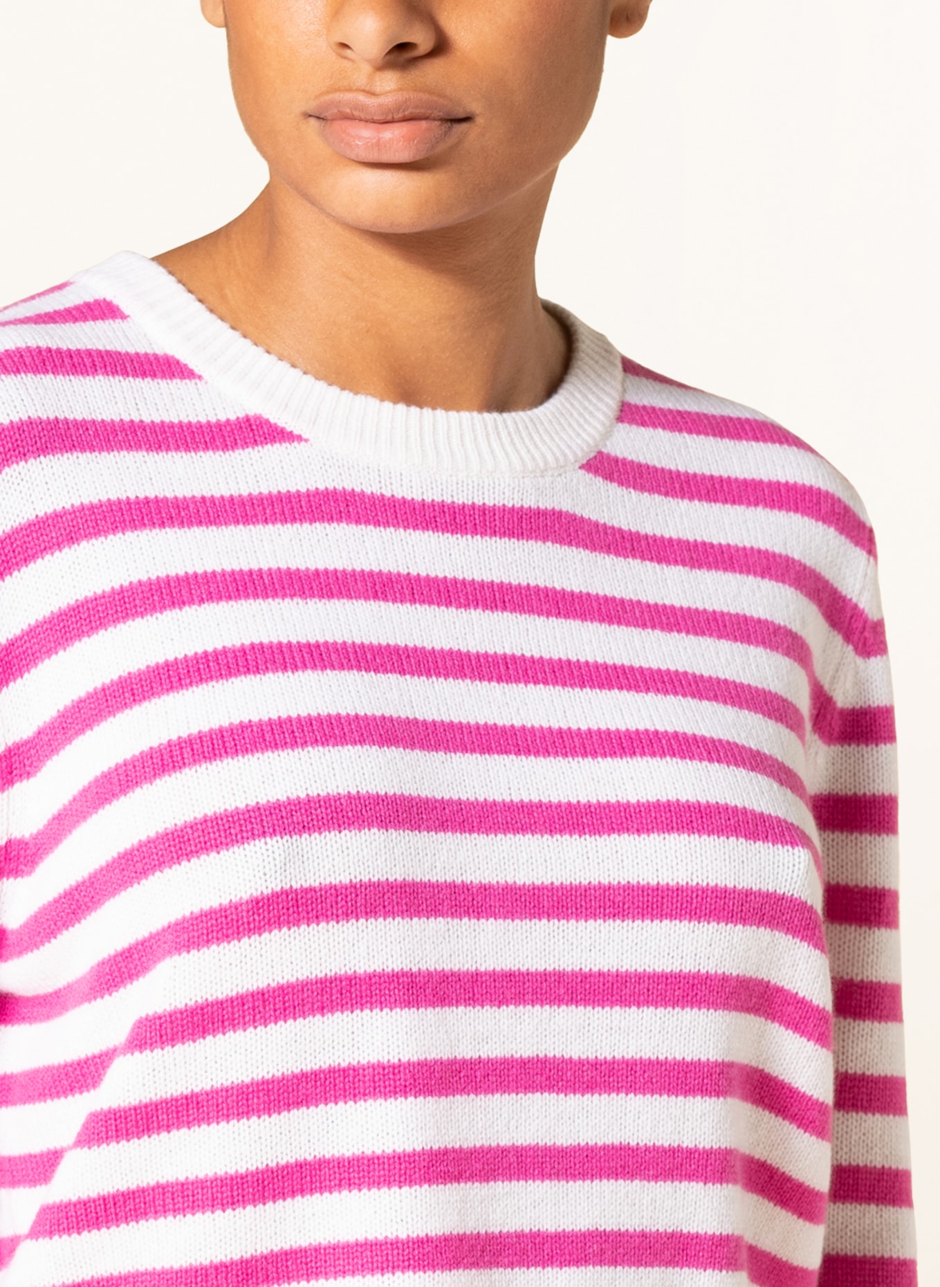 ALLUDE Sweater with 3/4 sleeve and cashmere, Color: PINK/ WHITE (Image 4)