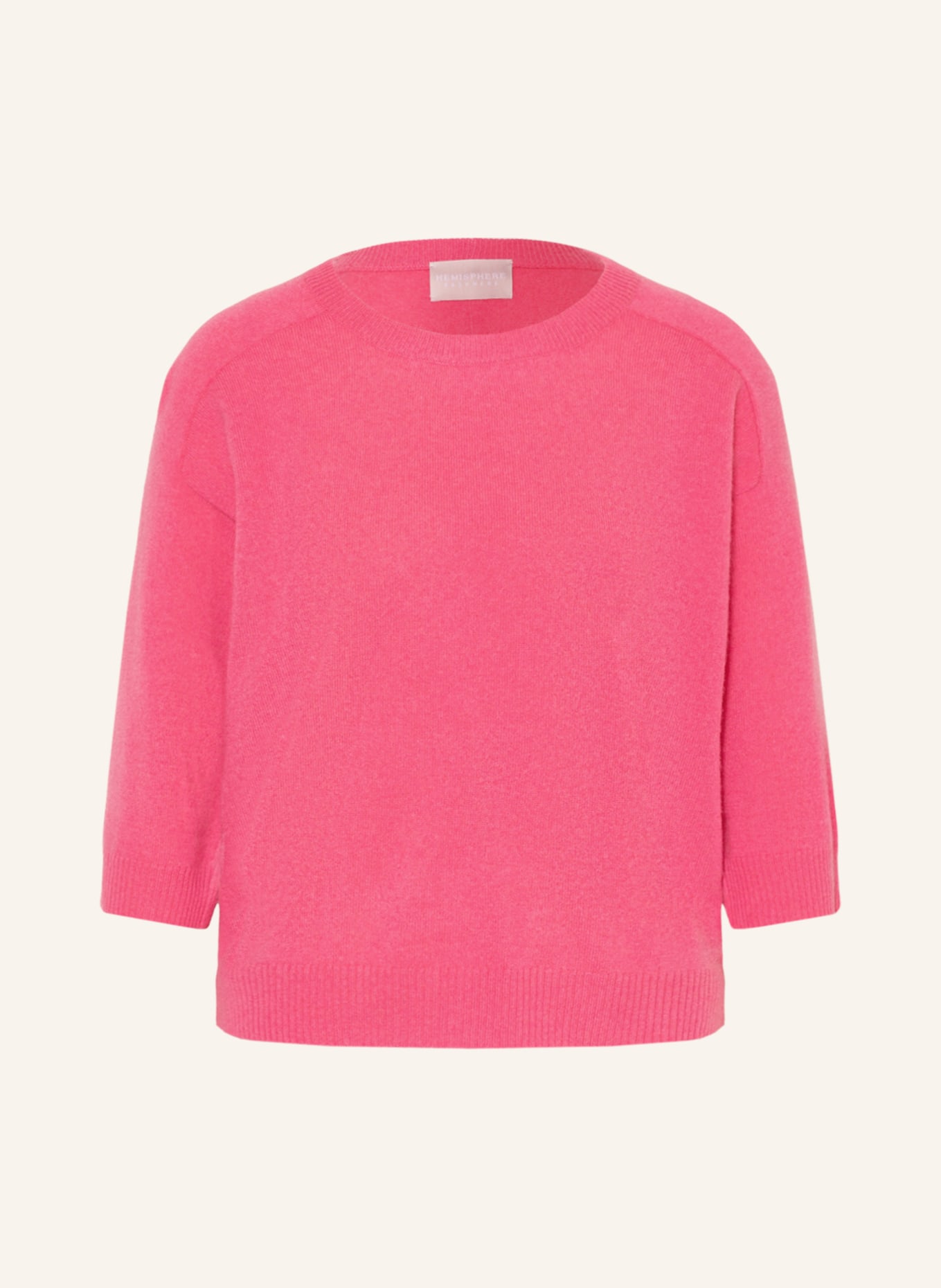 HEMISPHERE Kašmírový svetr s 3/4 rukávem, Barva: RŮŽOVÁ (Obrázek 1)