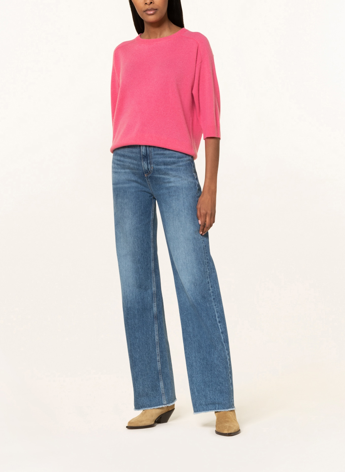 HEMISPHERE Cashmere sweater with 3/4 sleeves, Color: PINK (Image 2)