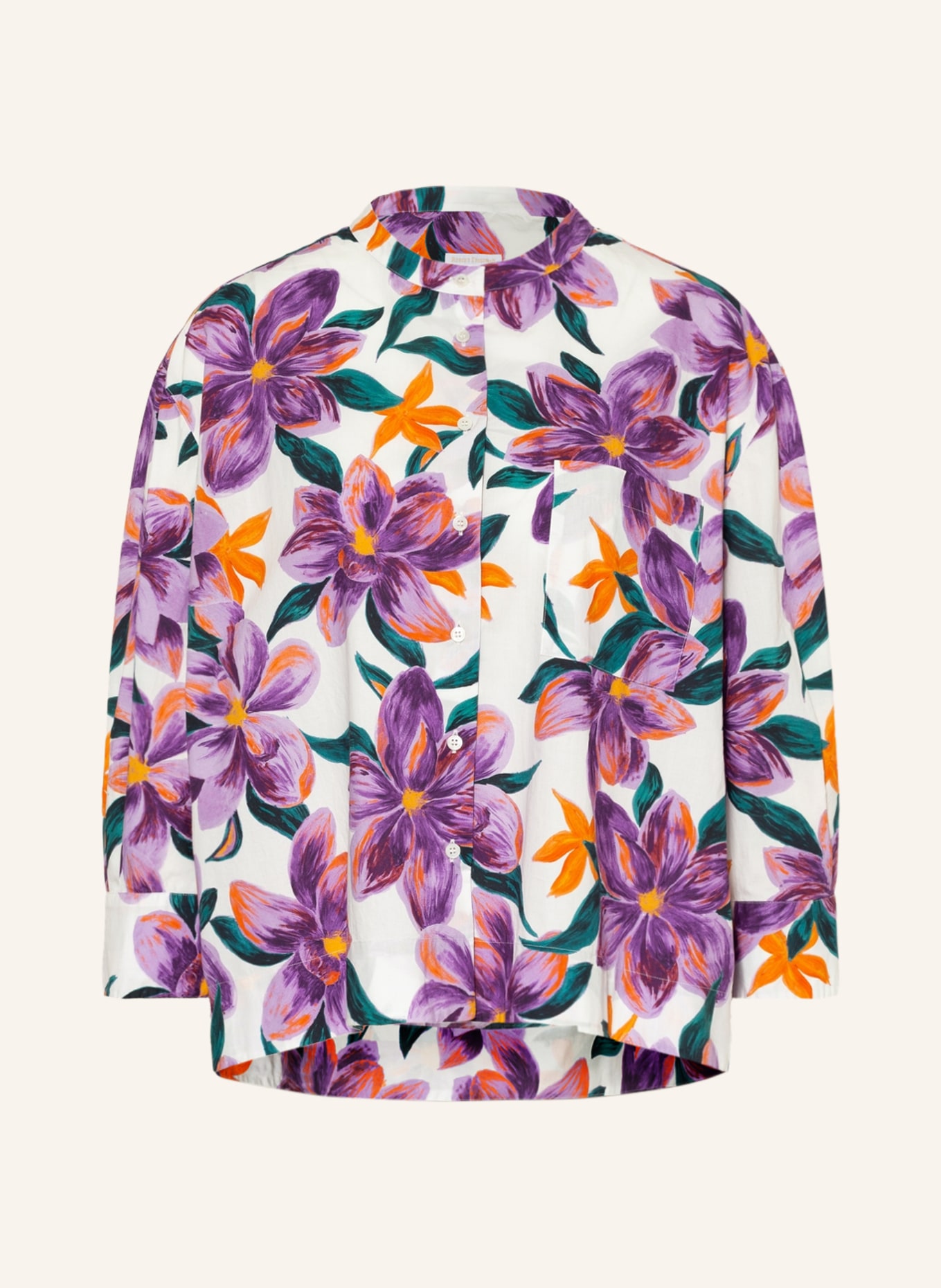 ROBERT FRIEDMAN Blouse with 3/4 sleeves , Color: WHITE/ PURPLE/ TEAL (Image 1)