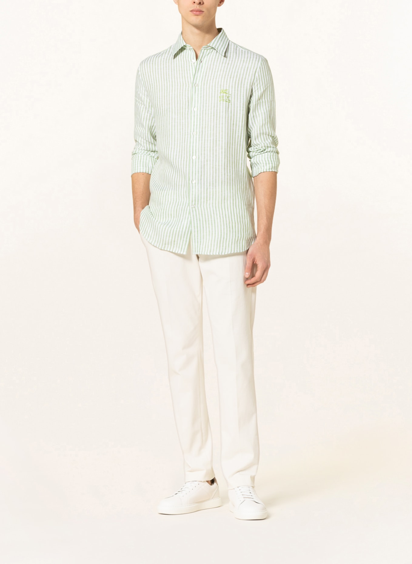 ETRO Linen shirt slim fit, Color: LIGHT GREEN (Image 2)