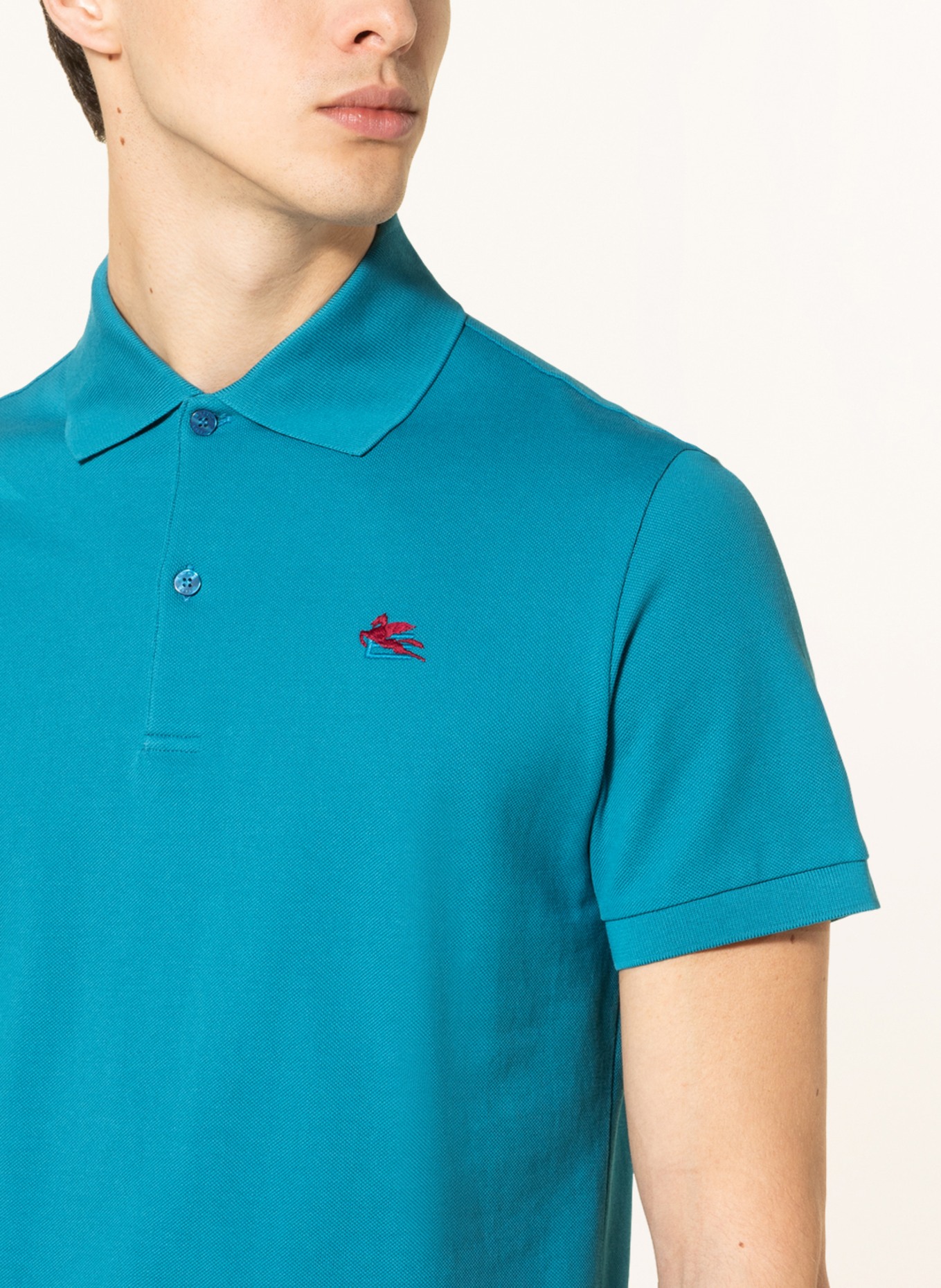 ETRO Piqué-Poloshirt , Farbe: TÜRKIS (Bild 4)