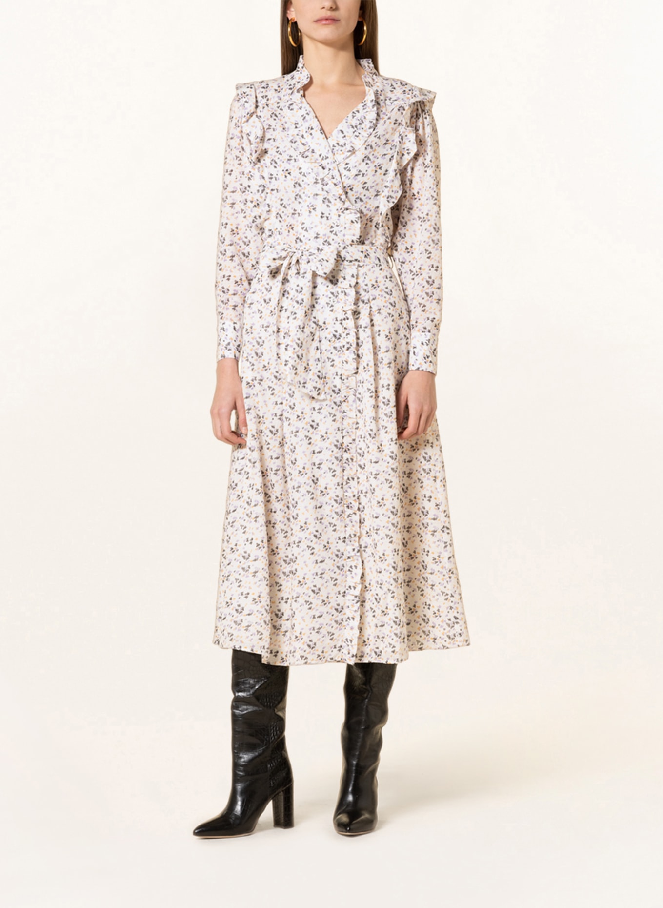 Magali Pascal Dress MADELAINE: WHITE / LIGHT PURPLE / BLACK