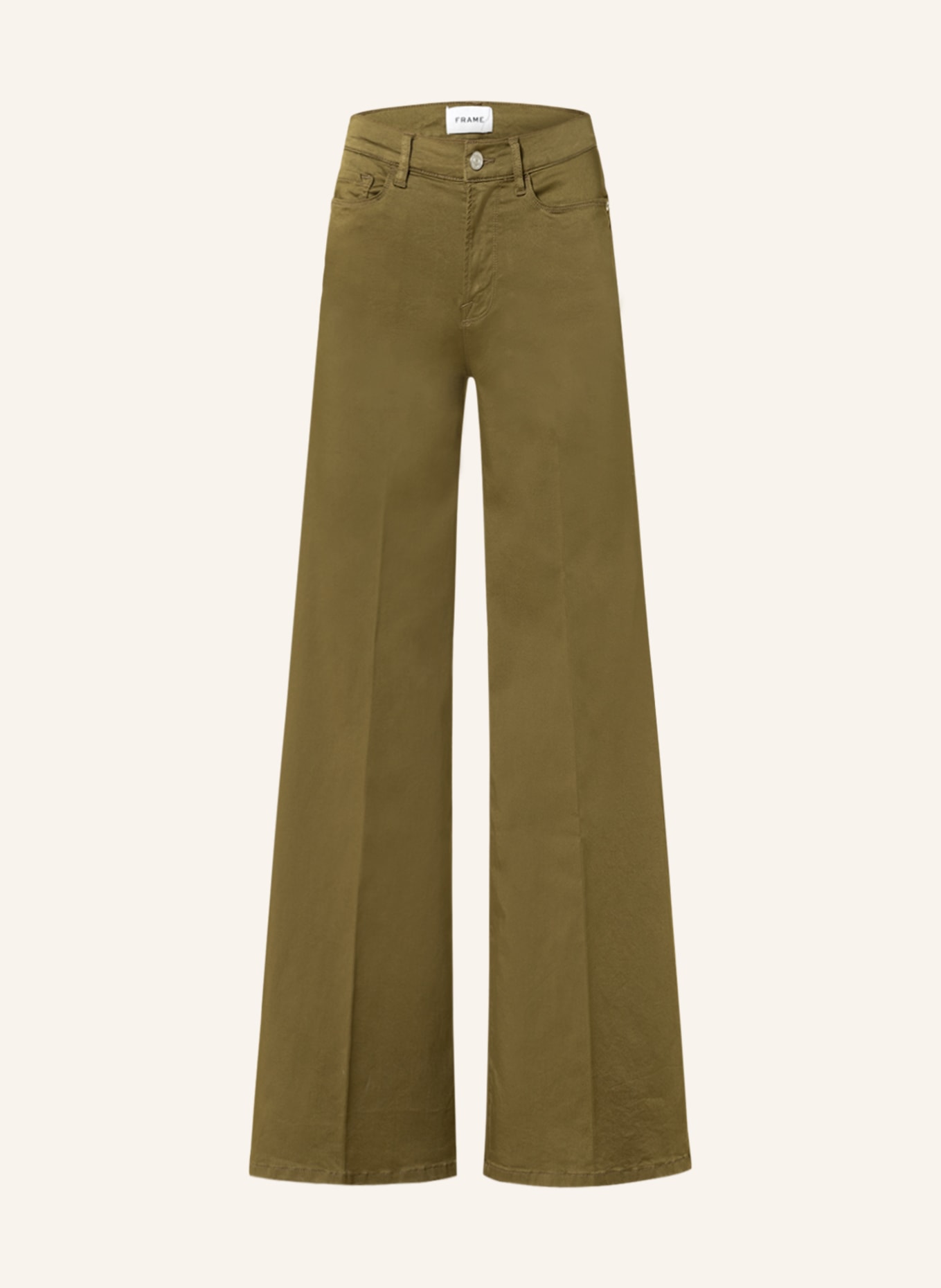 FRAME Wide leg trousers LE PALAZZO SATEEN, Color: OLIVE (Image 1)