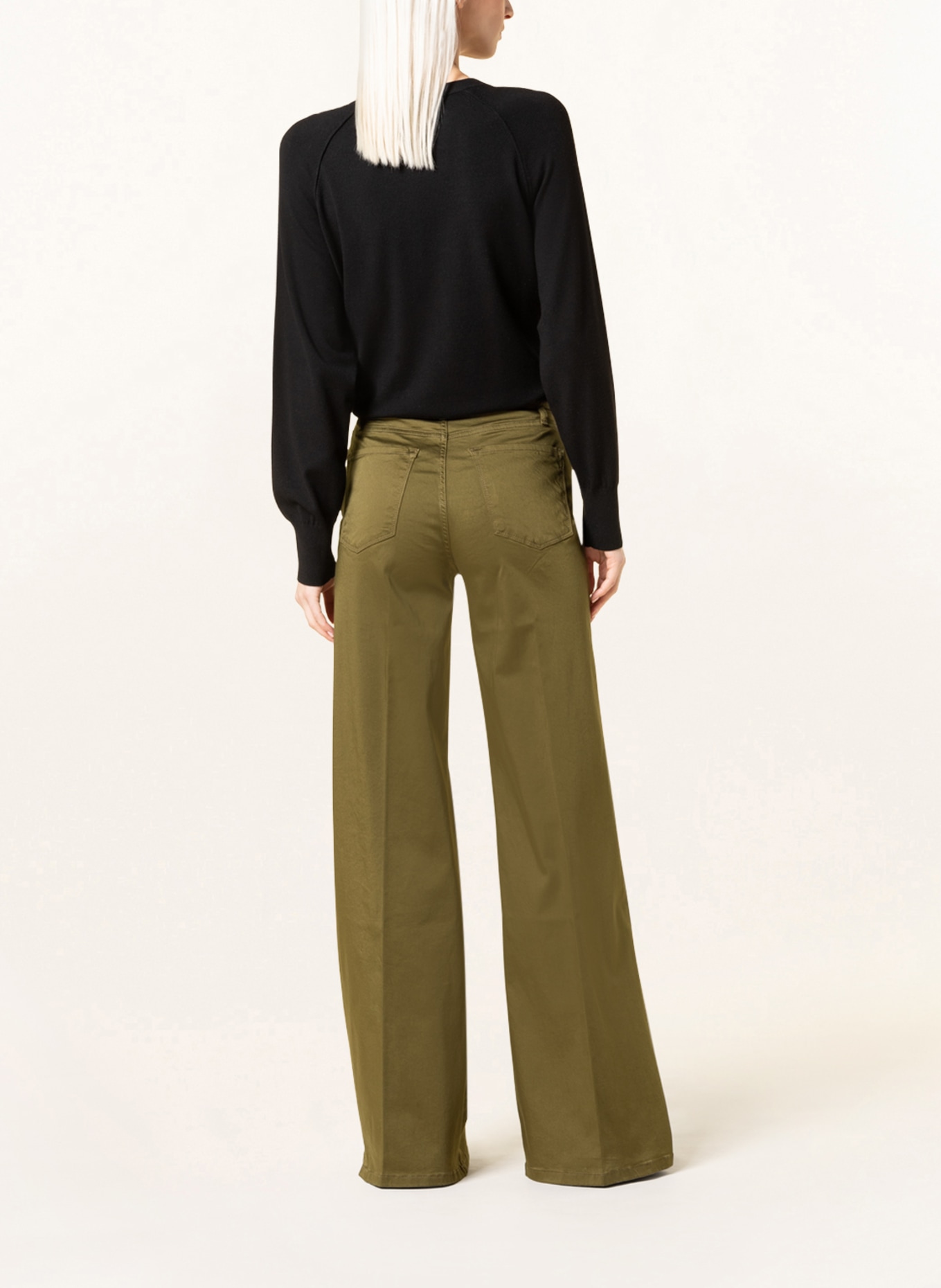 FRAME Wide leg trousers LE PALAZZO SATEEN, Color: OLIVE (Image 3)