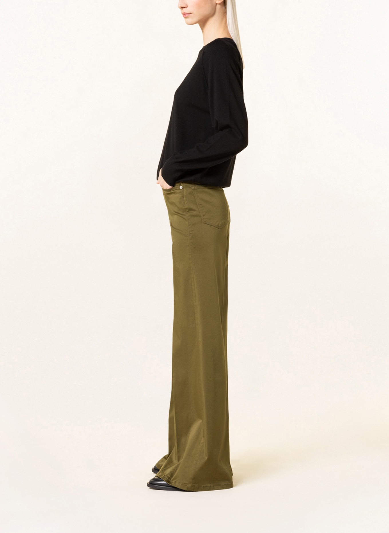 FRAME Wide leg trousers LE PALAZZO SATEEN, Color: OLIVE (Image 4)