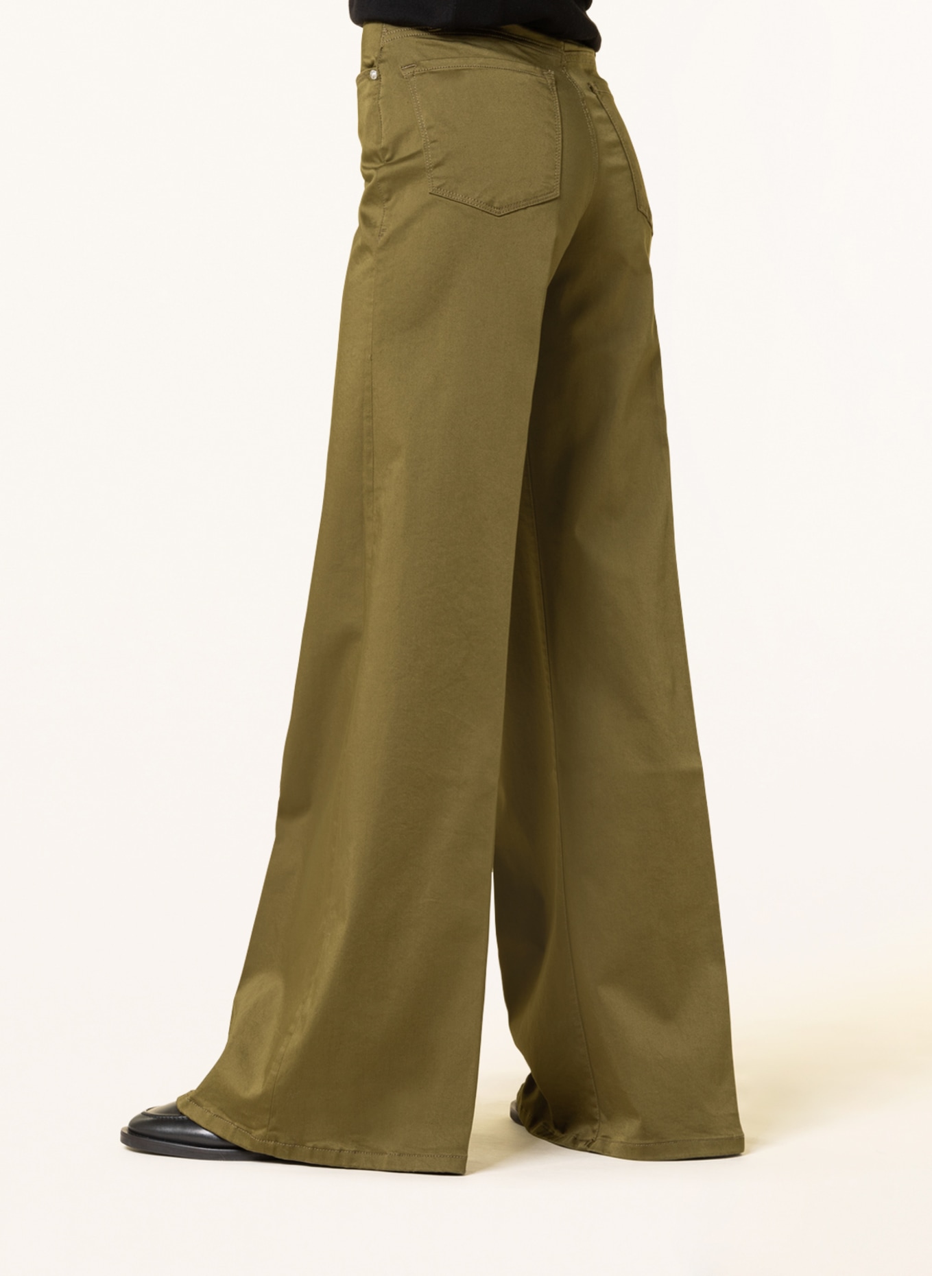 FRAME Wide leg trousers LE PALAZZO SATEEN, Color: OLIVE (Image 5)