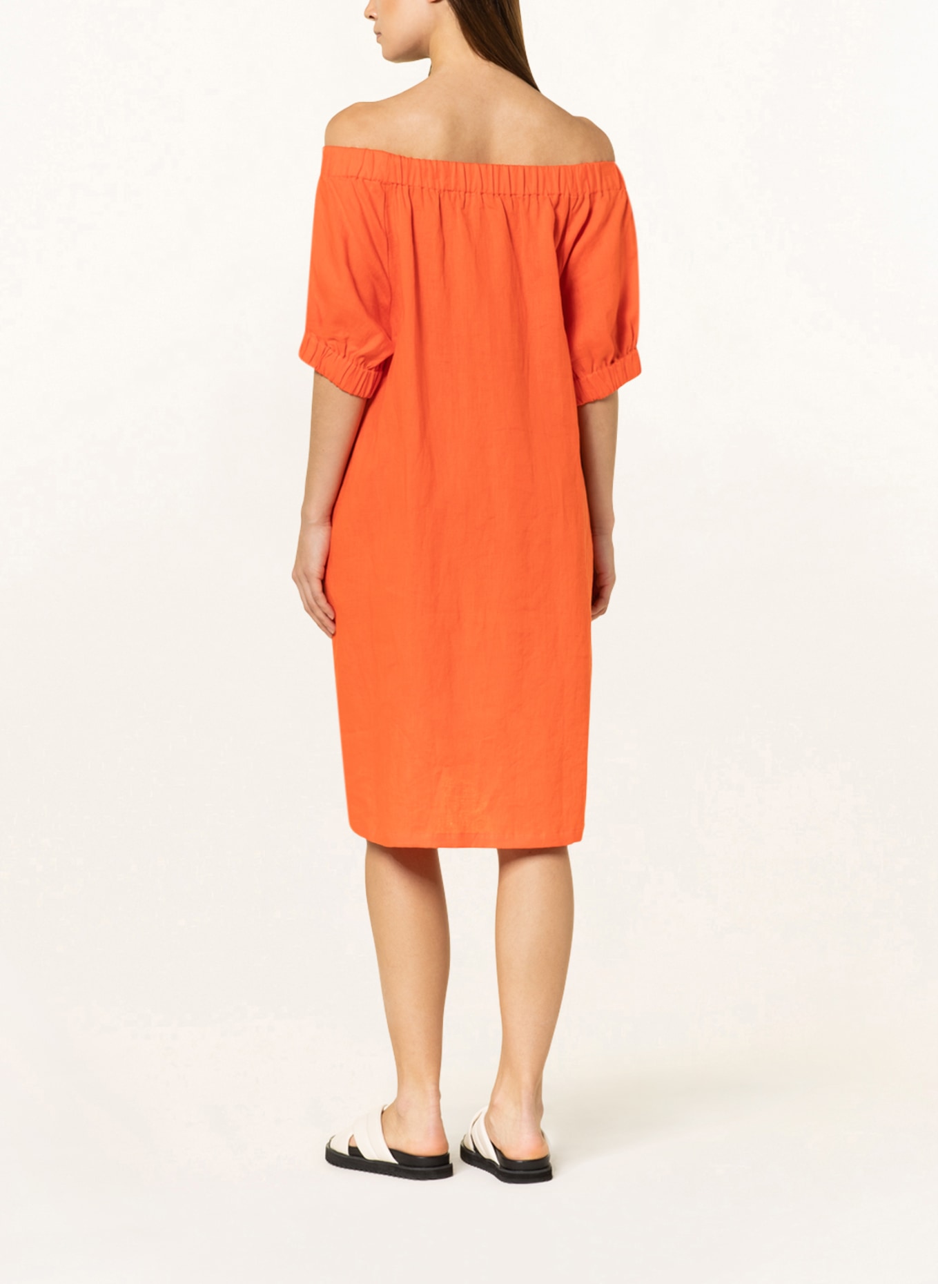 darling harbour Off-shoulder dress in linen, Color: ORANGE (Image 3)