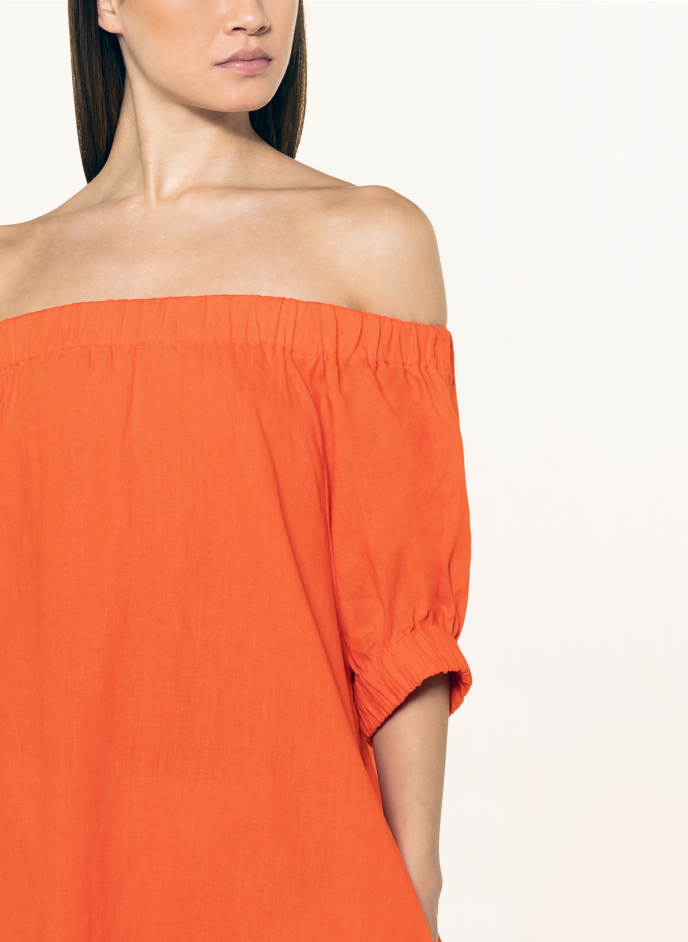 darling harbour Off-shoulder dress in linen, Color: ORANGE (Image 4)