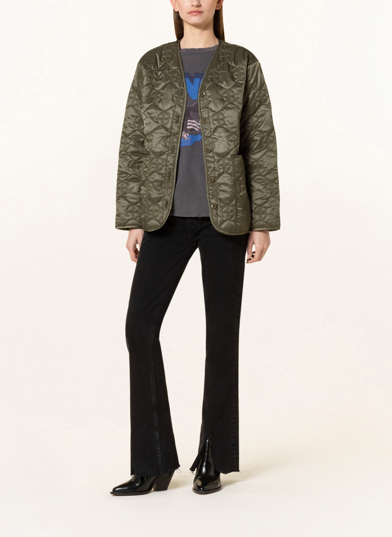 ANINE BING Quilted jacket ANDY, Color: OLIVE (Image 2)