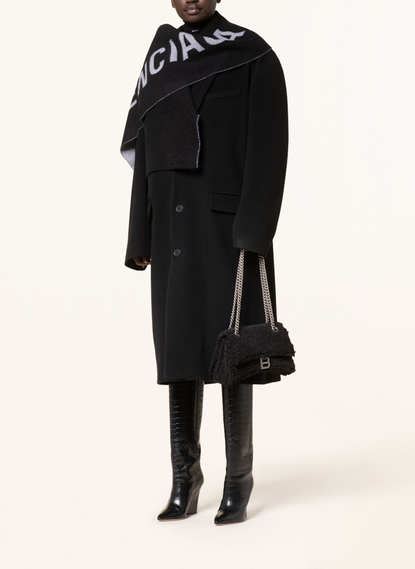 BALENCIAGA Torba na ramię CRUSH SMALL: CZARNY