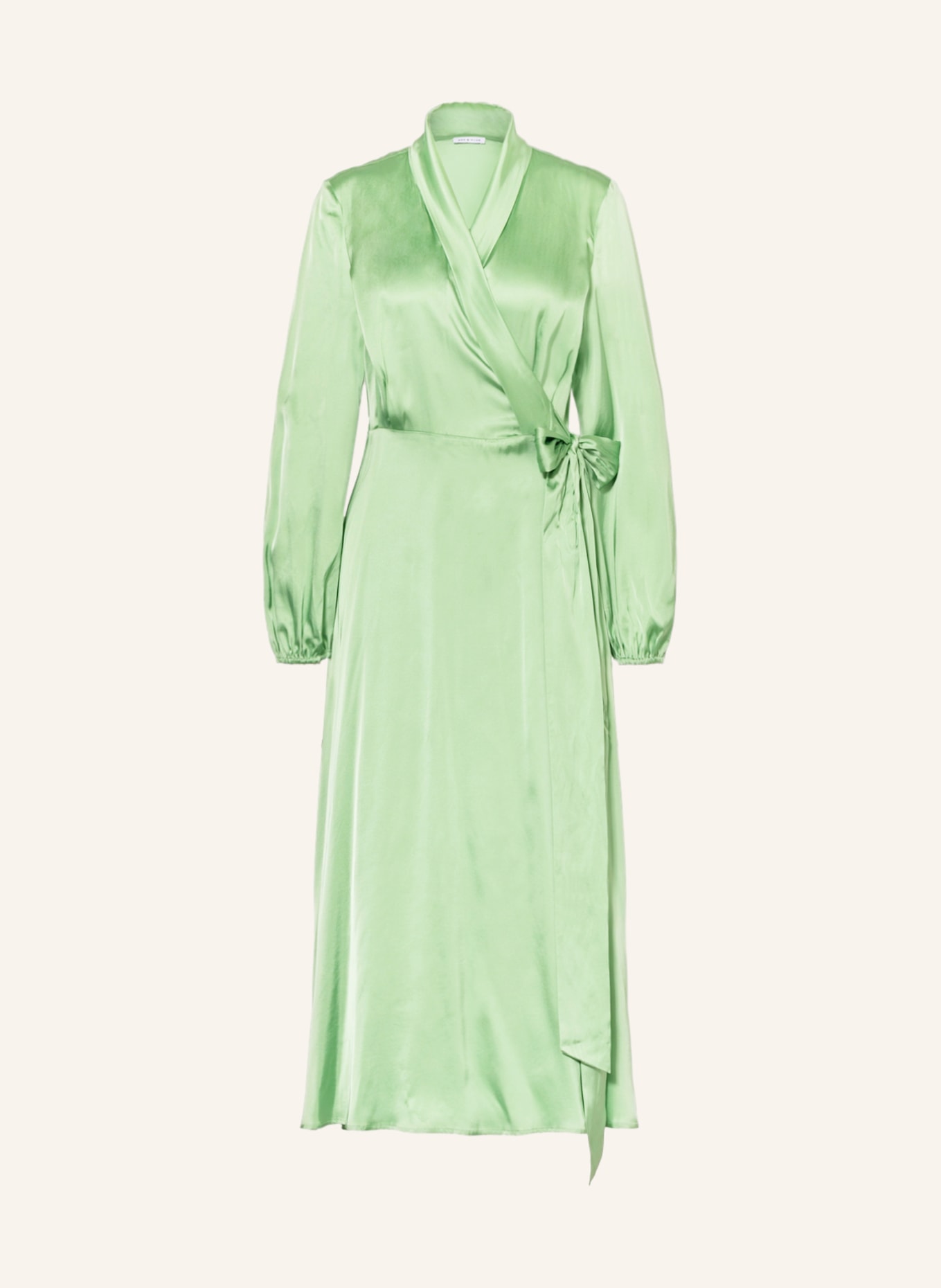 MRS & HUGS Wrap dress in satin, Color: LIGHT GREEN (Image 1)