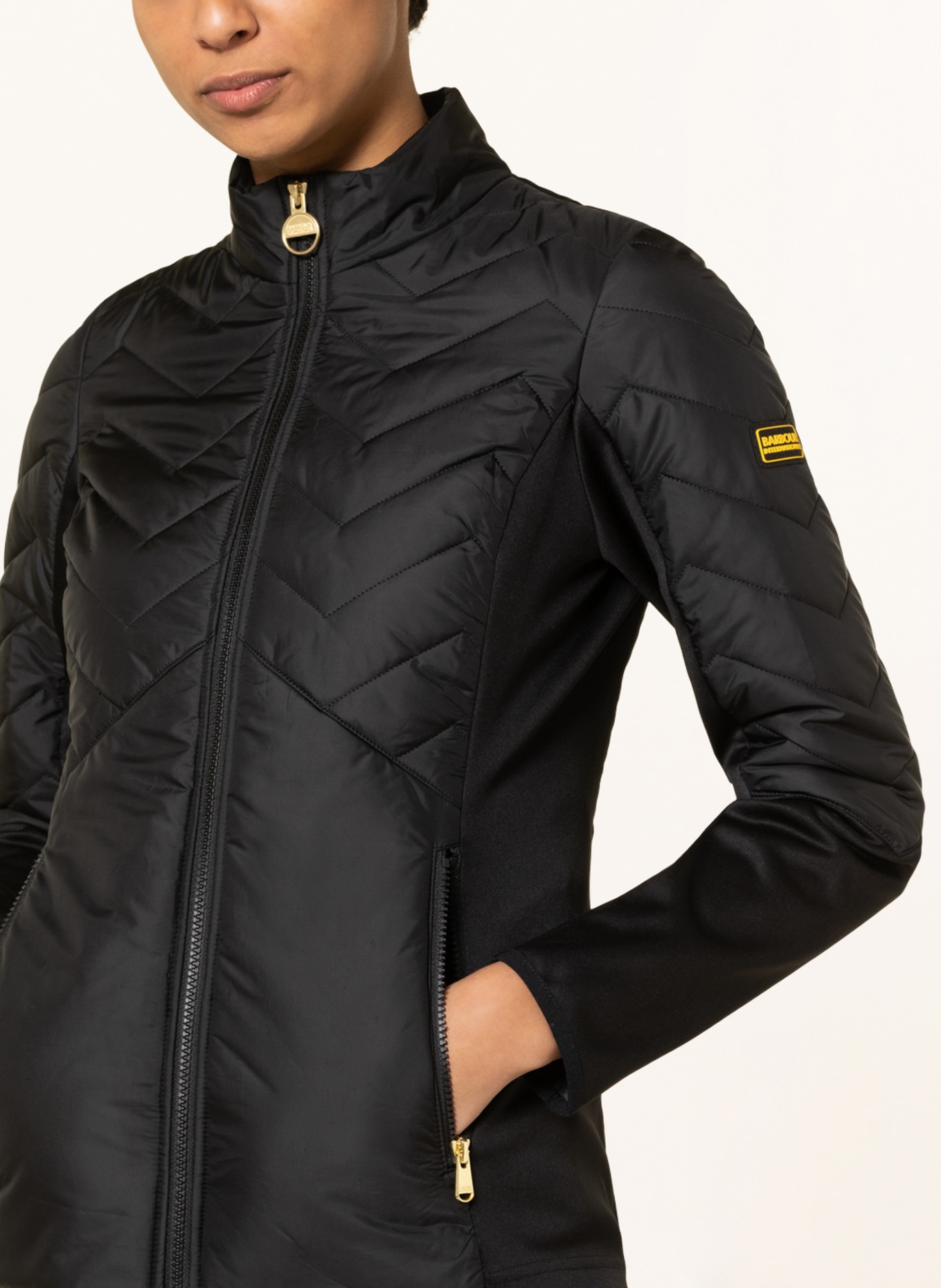 BARBOUR INTERNATIONAL Quilted jacket GRAINGER in mixed materials, Color: BLACK (Image 4)