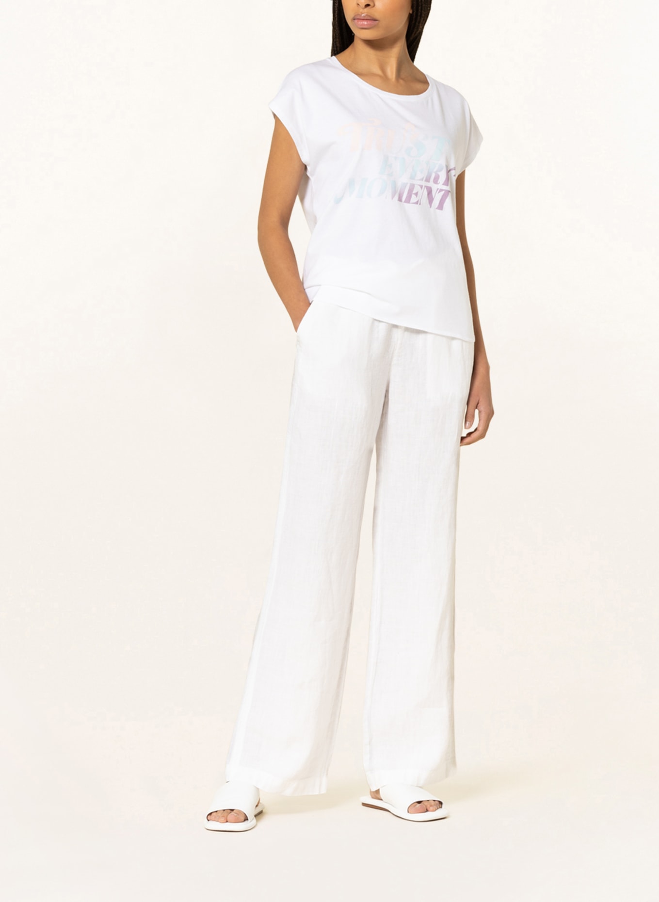 Juvia Wide leg trousers CIARA made of linen, Color: WHITE (Image 2)