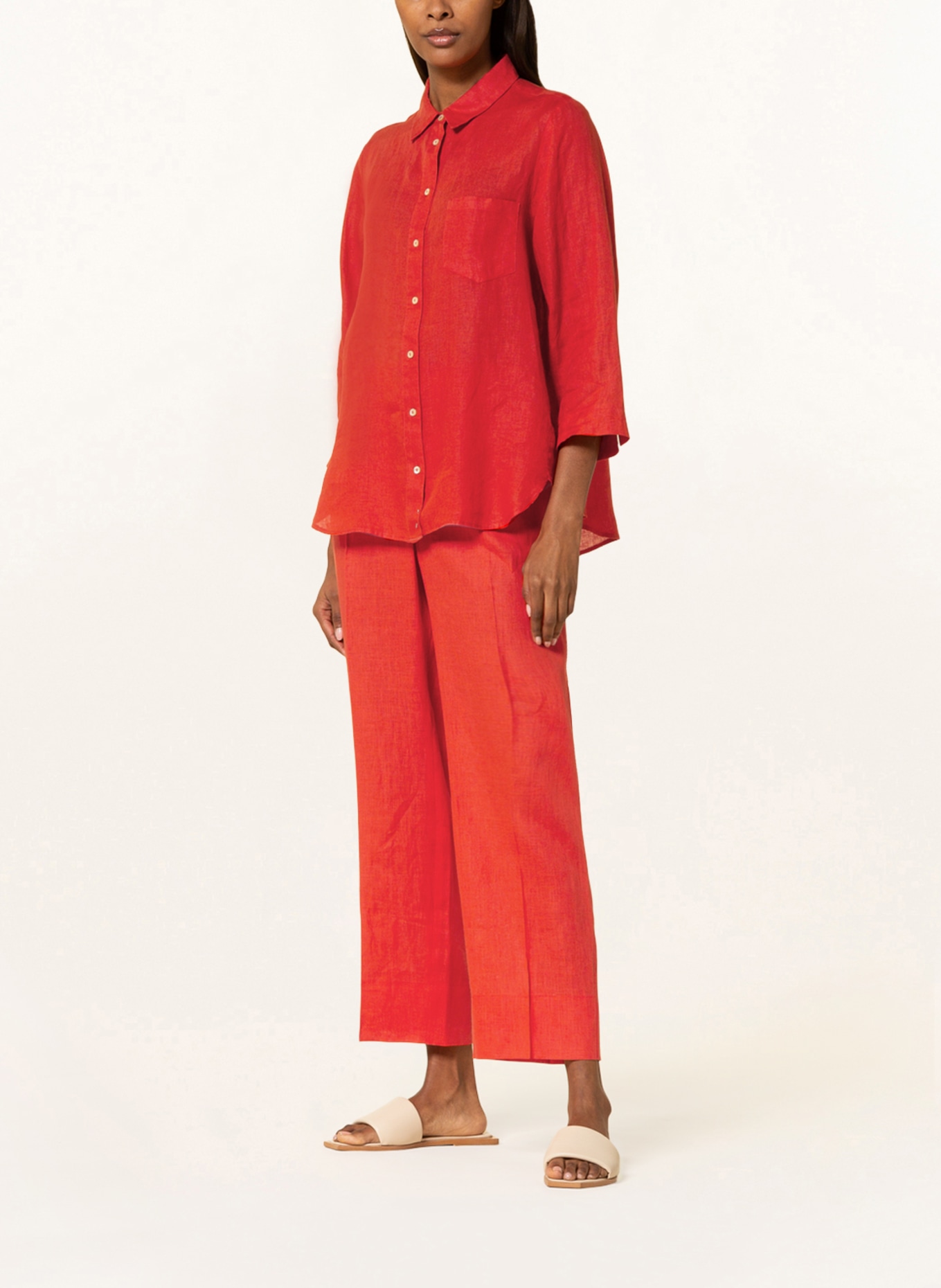 ELENA MIRO Linen blouse with 3/4 sleeves: RED