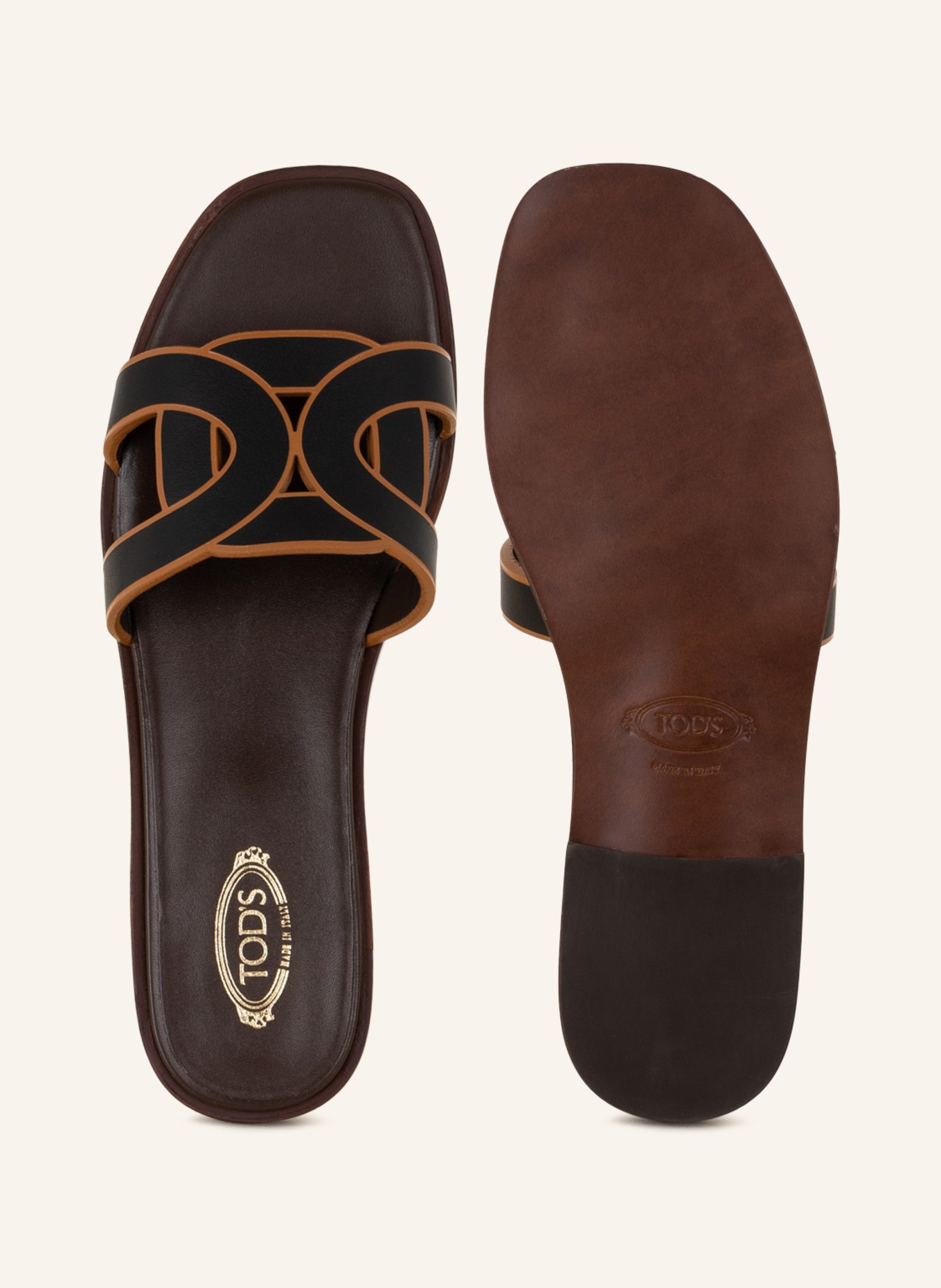 TOD'S Pantoletten: SCHWARZ / BRAUN