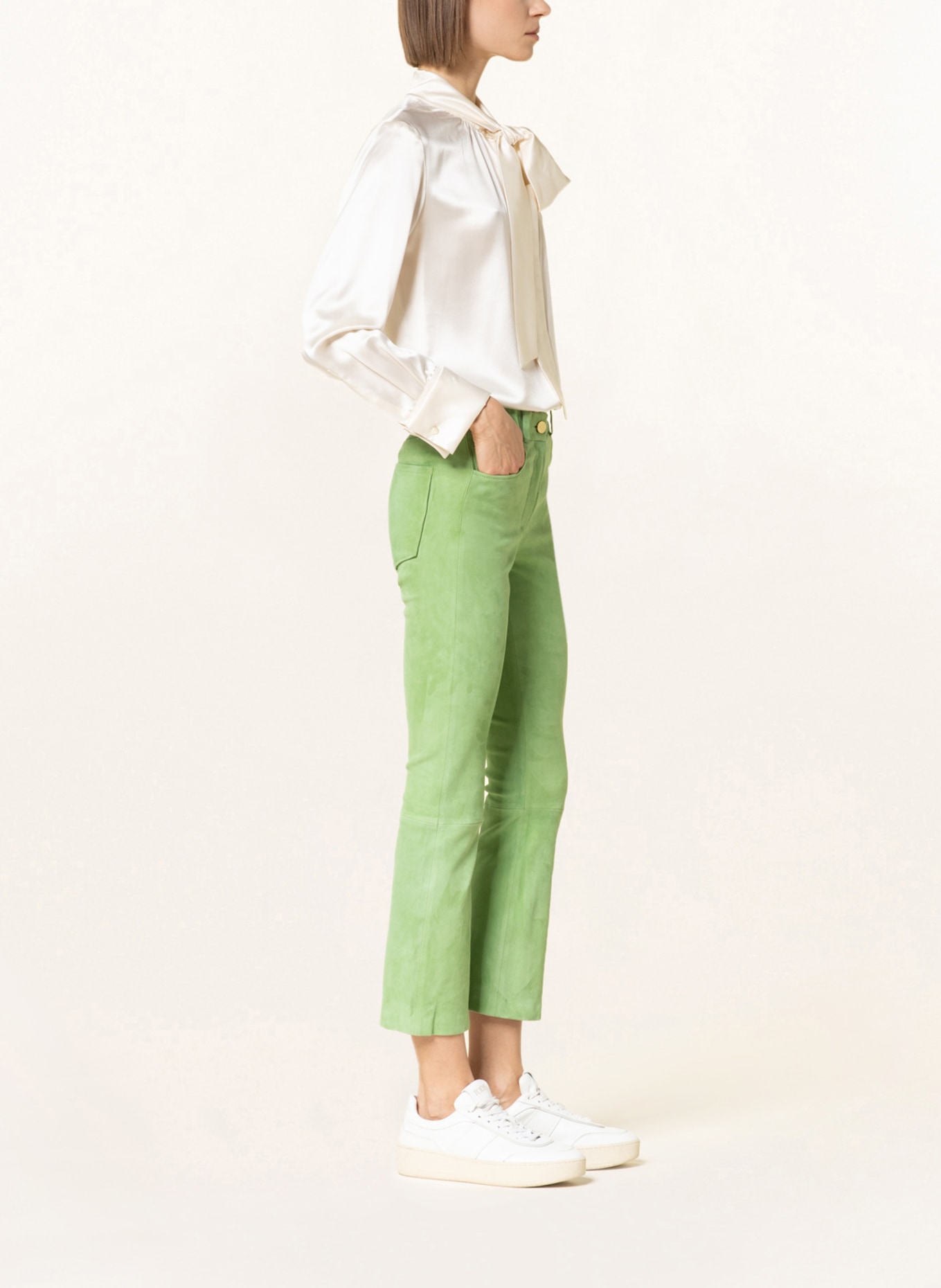 ARMA Leather trousers MELINA, Color: LIGHT GREEN (Image 4)