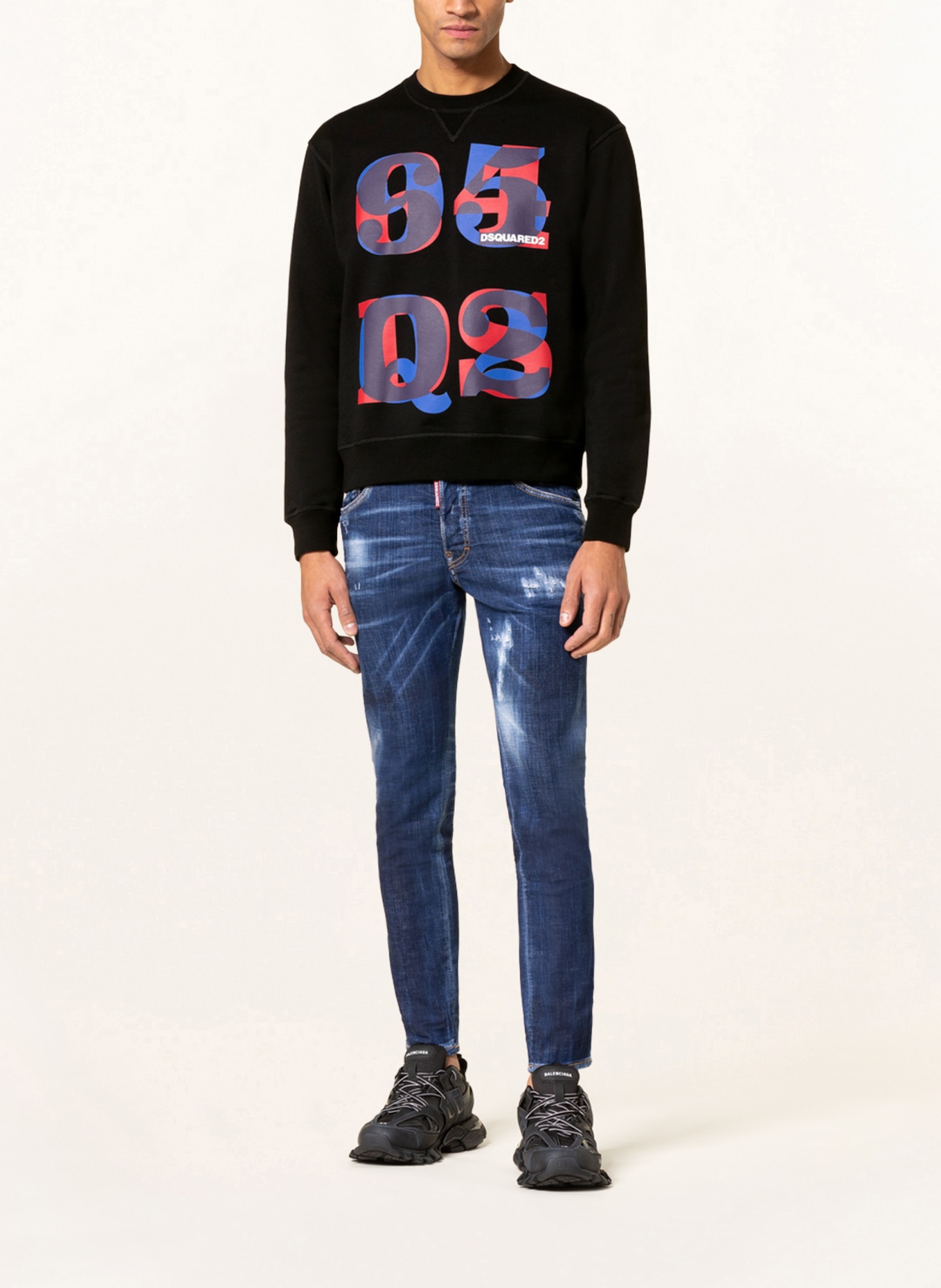 DSQUARED2 Sweatshirt, Color: BLACK/ DARK BLUE/ RED (Image 2)