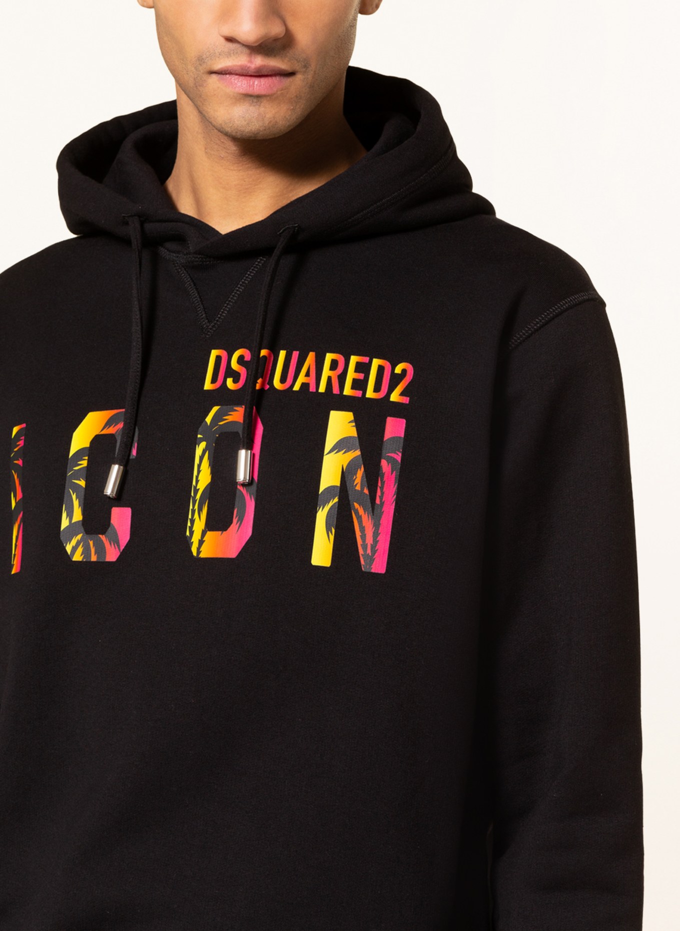 DSQUARED2 Hoodie ICON SUNRISE, Color: BLACK/ YELLOW/ PINK (Image 5)