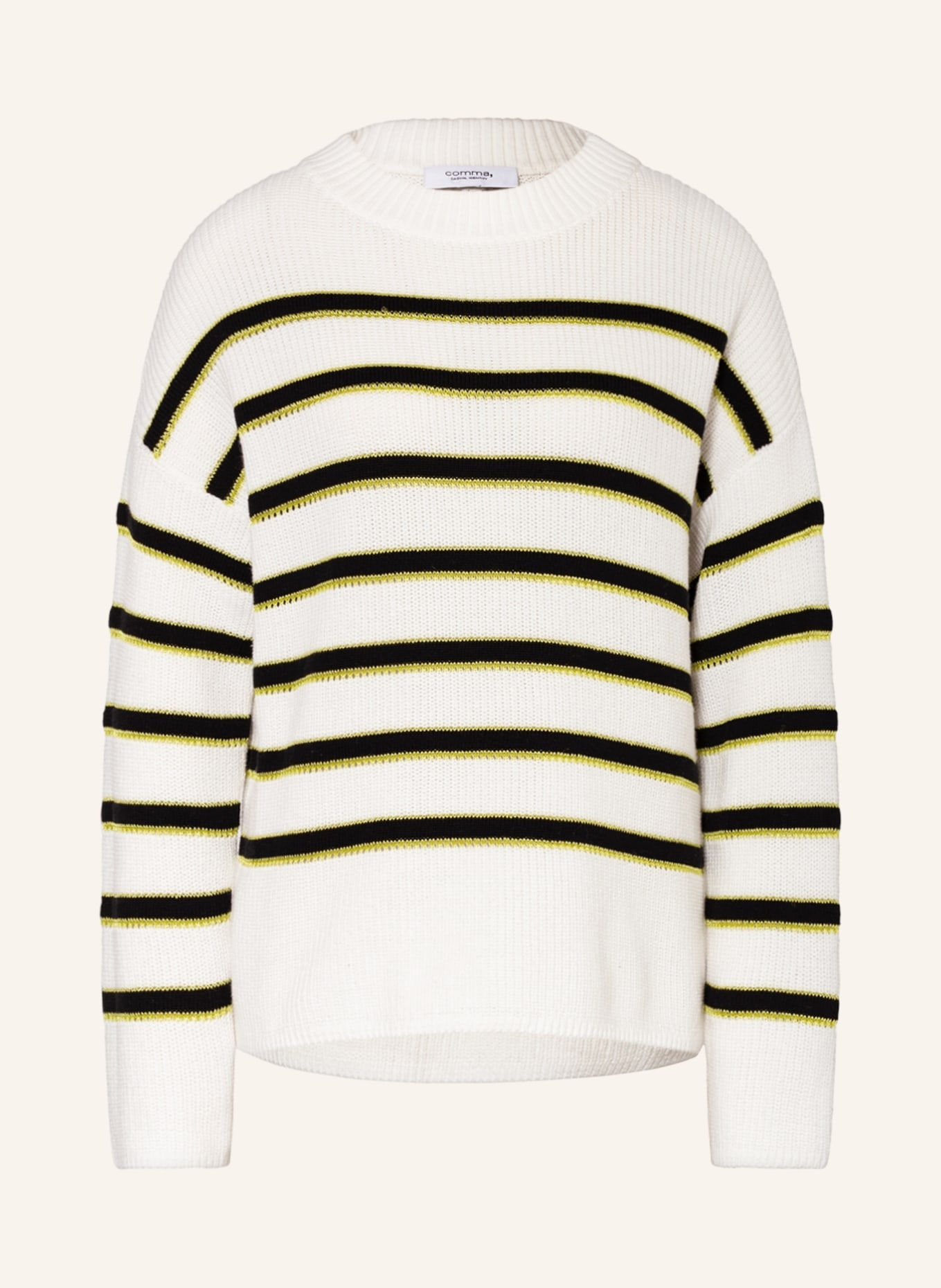 comma casual identity Sweater, Color: WHITE/ BLACK/ LIGHT GREEN (Image 1)