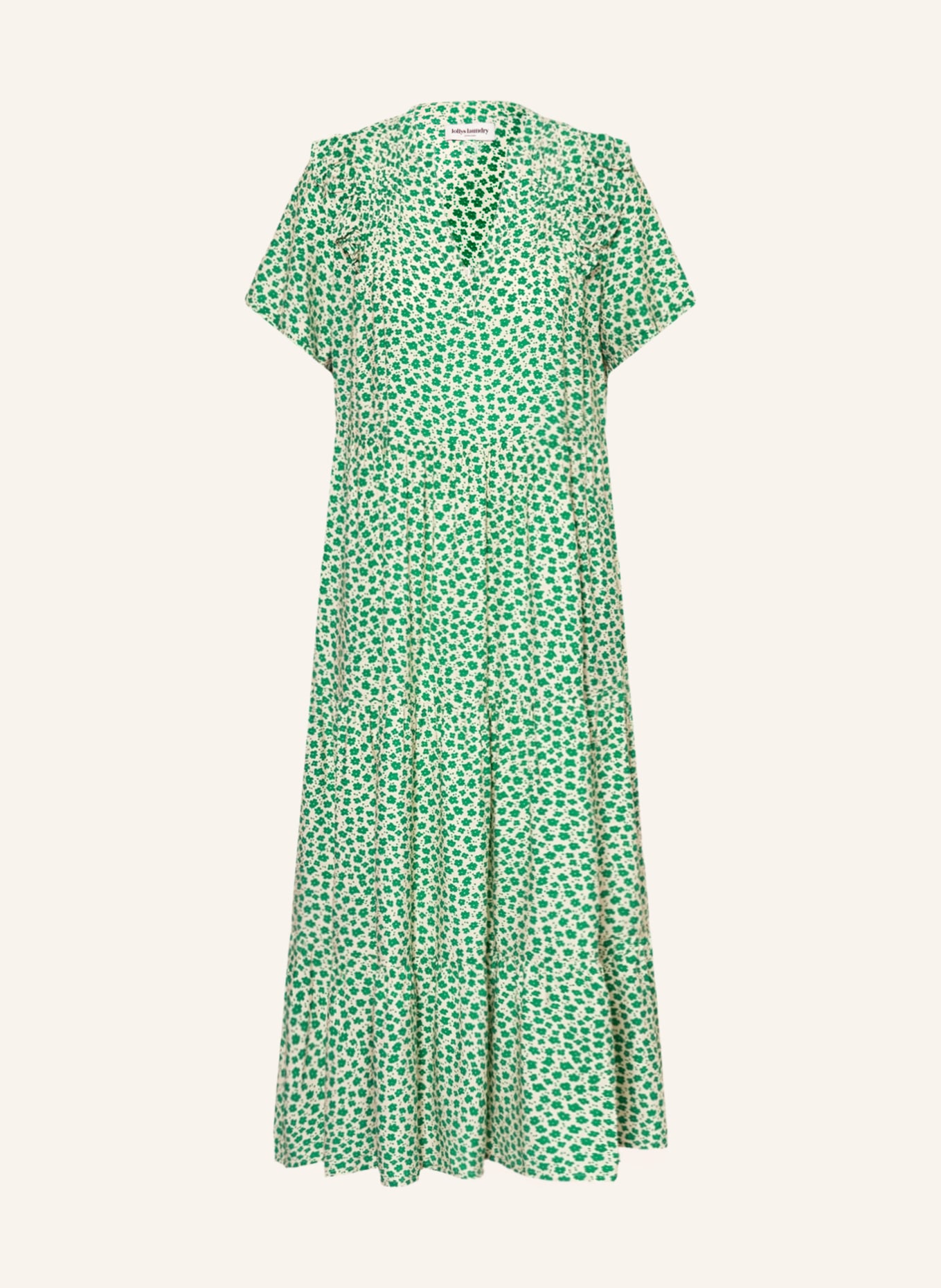 lollys laundry Dress FREDDY with ruffles, Color: GREEN/ ECRU (Image 1)