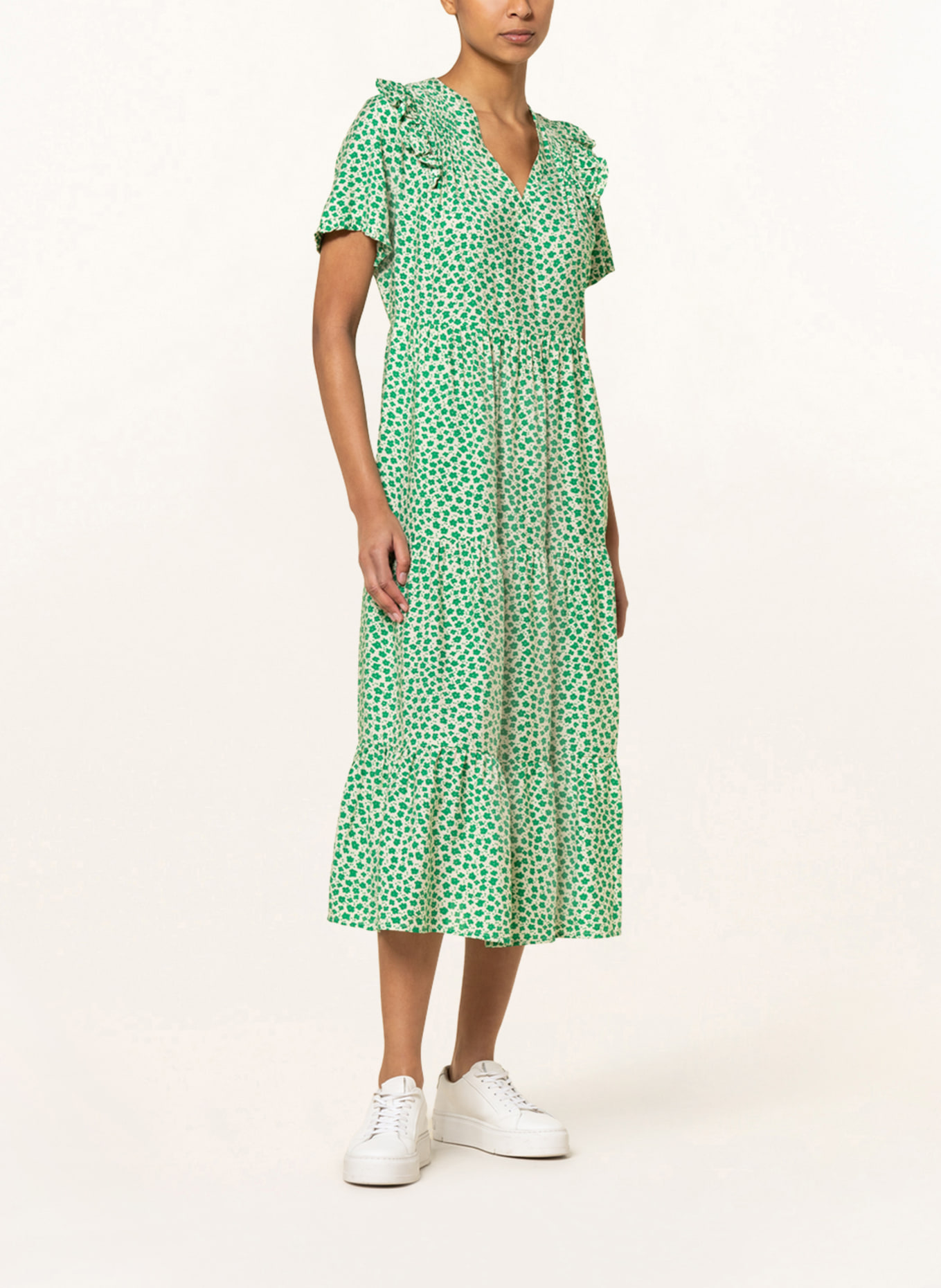 lollys laundry Dress FREDDY with ruffles, Color: GREEN/ ECRU (Image 2)